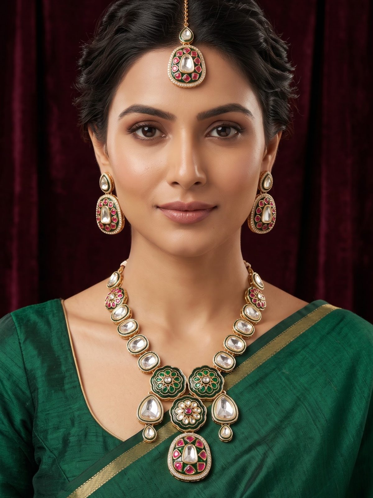 Himanshi Uncut Glass Kundan Necklace Set