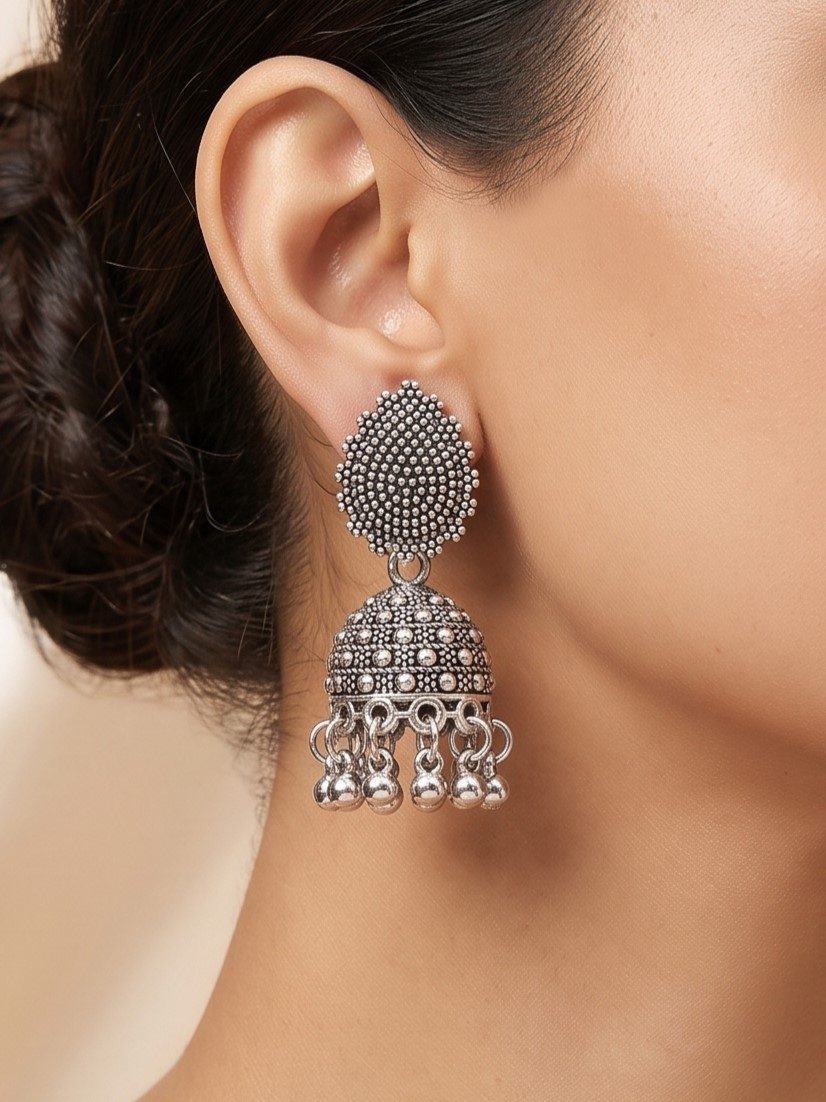 Sanchi Oxidised Rustic Boho Earrings