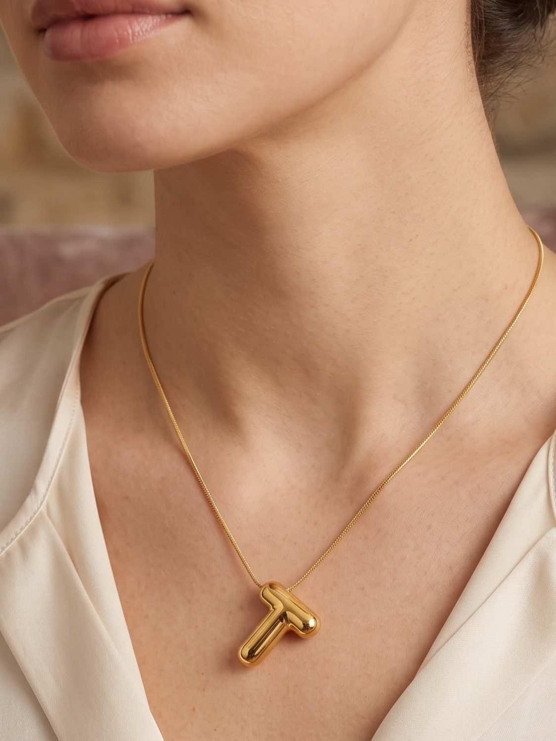 Simran Minimalist Alphabet T Necklace