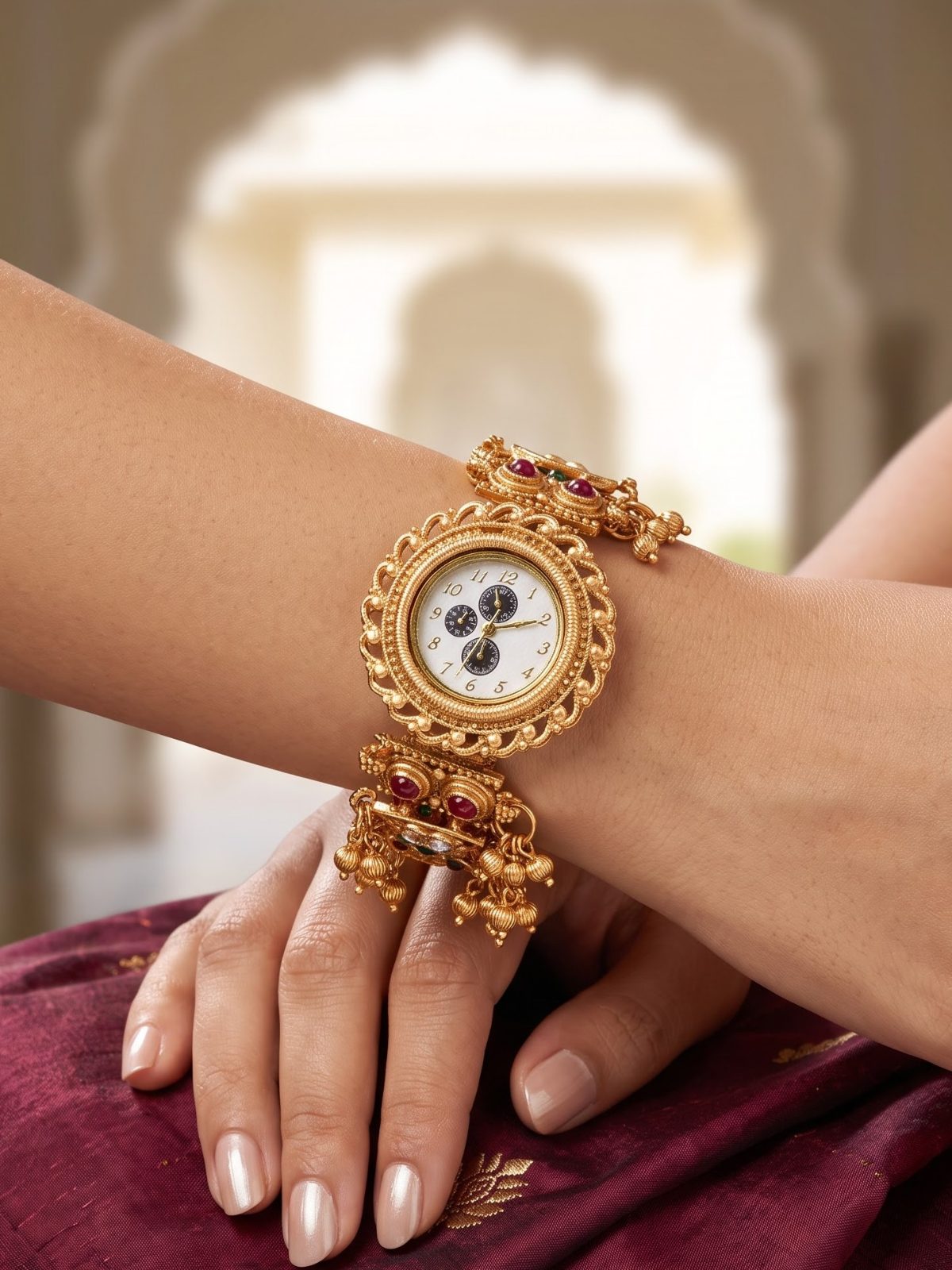 Ira Ruby Studded Bracelet Watch