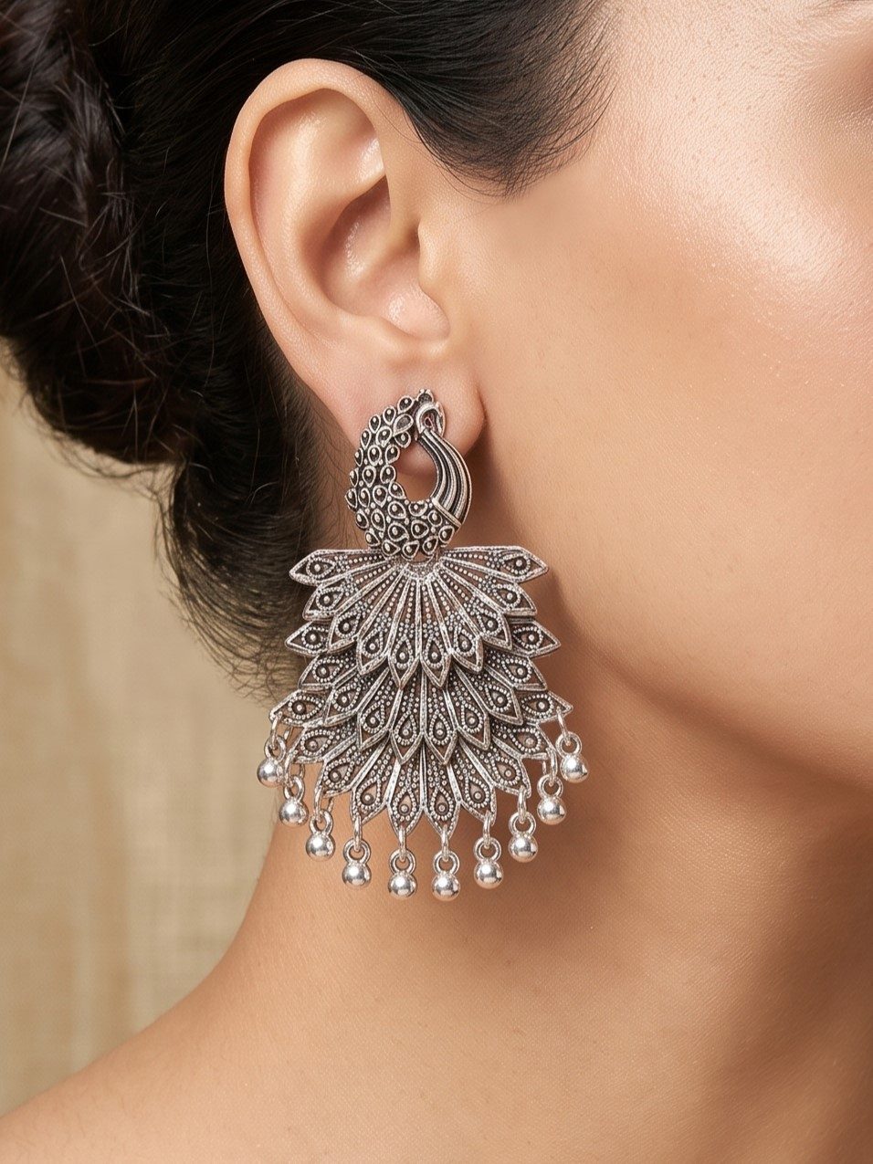 Ojasvi Chandbali Oxidised Earring