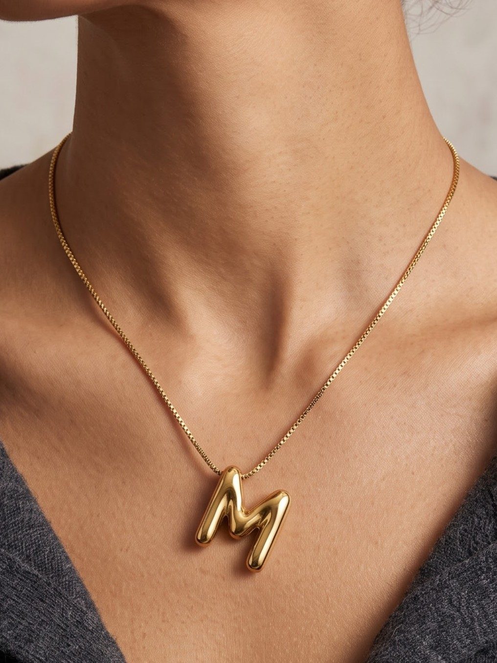 Saira Gold Initial  M Statement Necklace