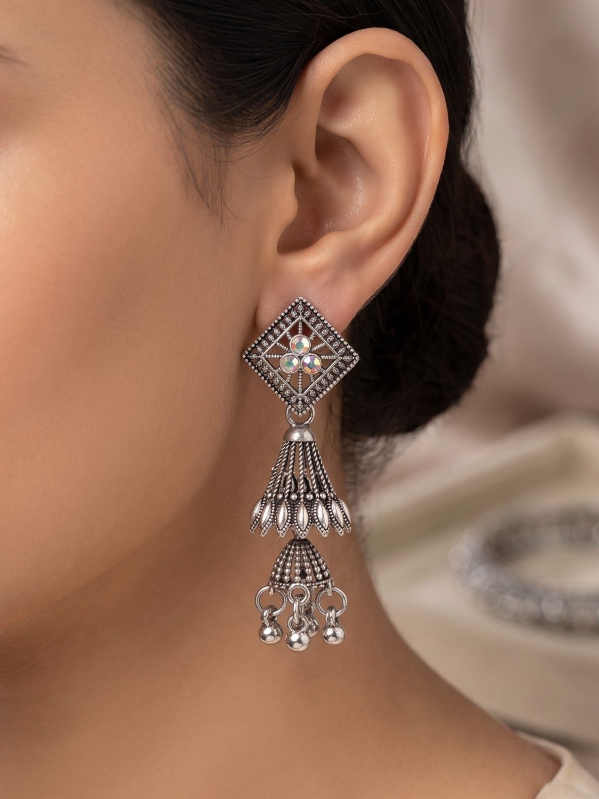 Aarohi Jhumka Oxidised Earring
