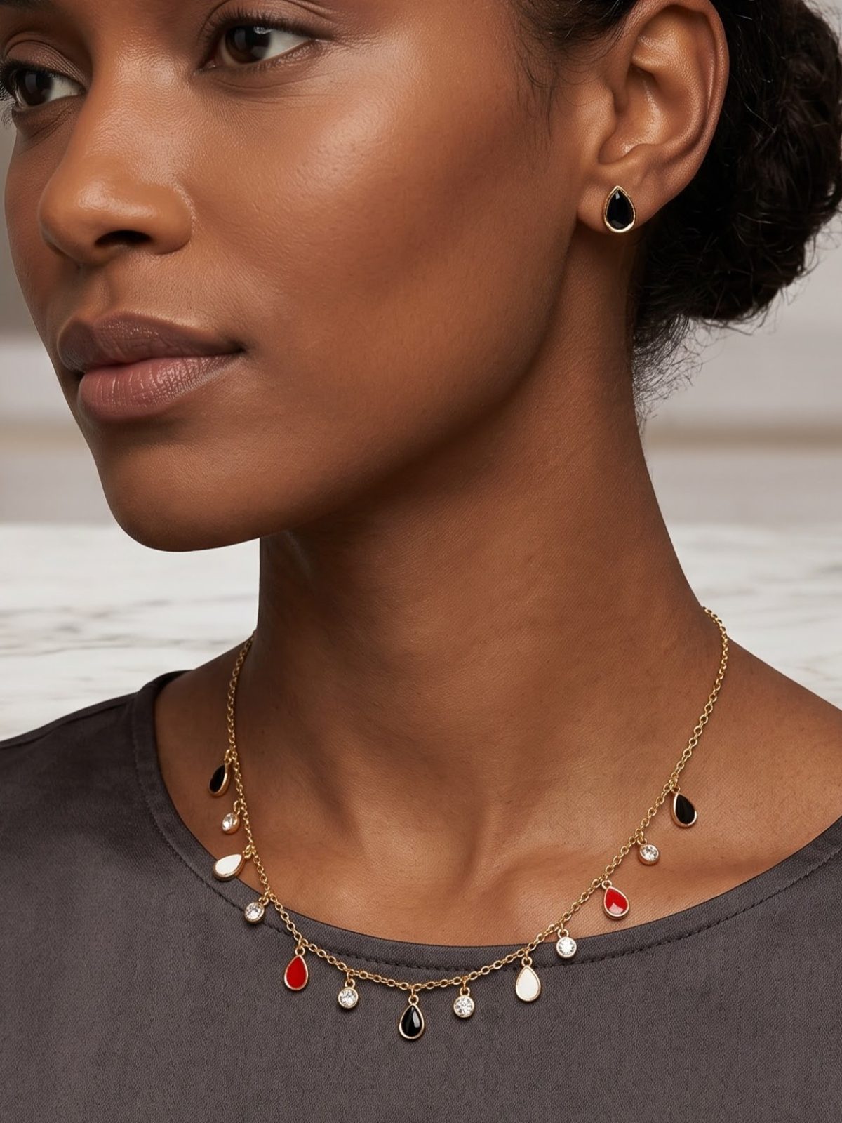 Keya Multicolor Gemstone Dangle Necklaces
