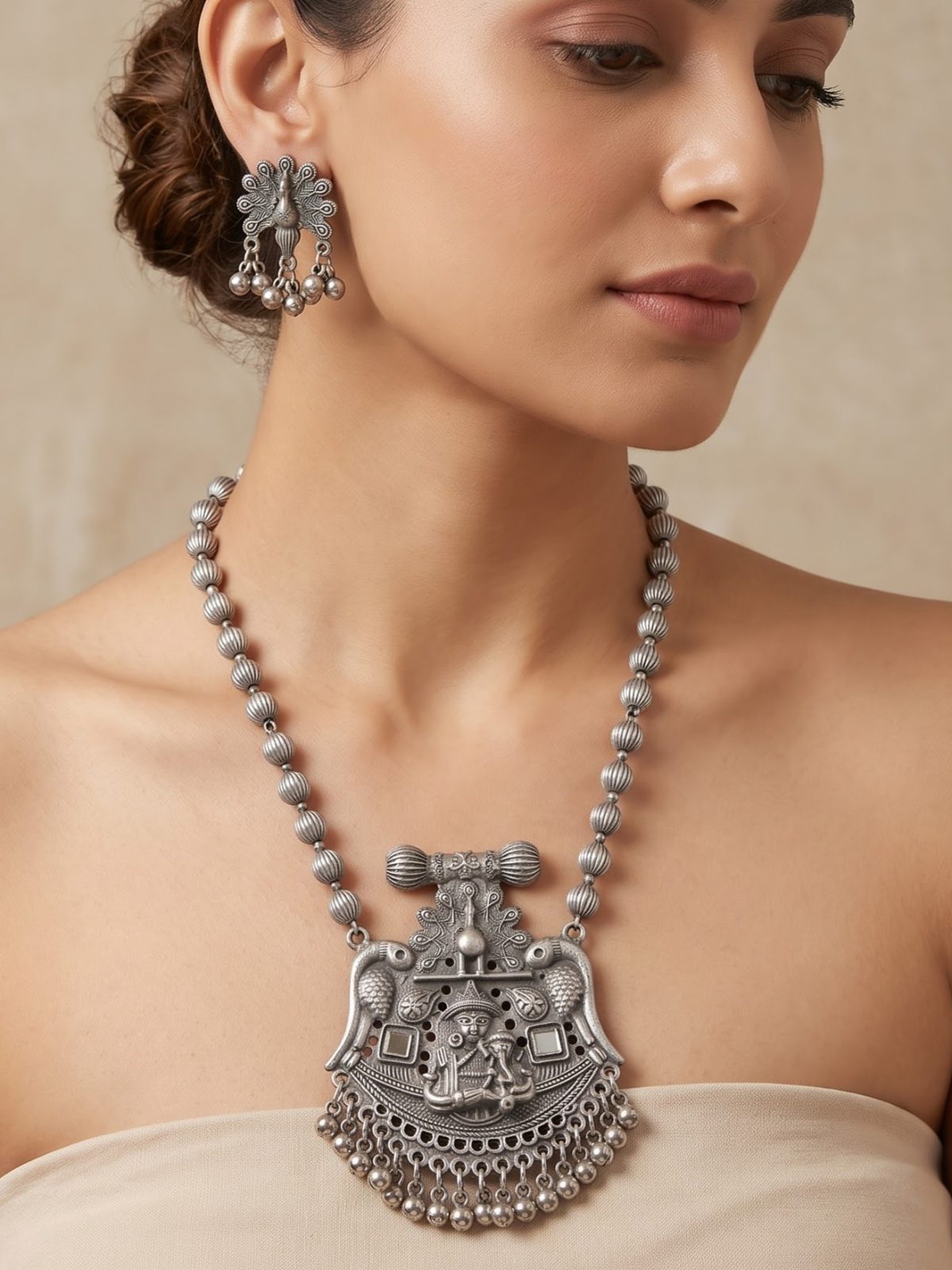 Saachi Oxidised Beaded Pendant Set