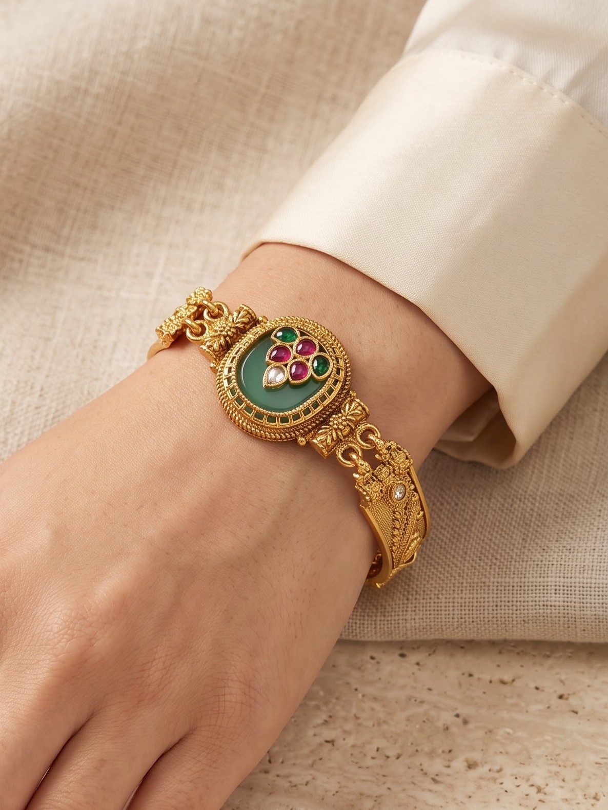 Bhavika Traditional Gold Hand Bracelet