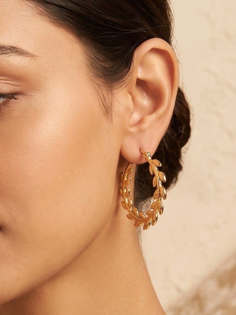 Kavya Gold Tone Leaf Earrings