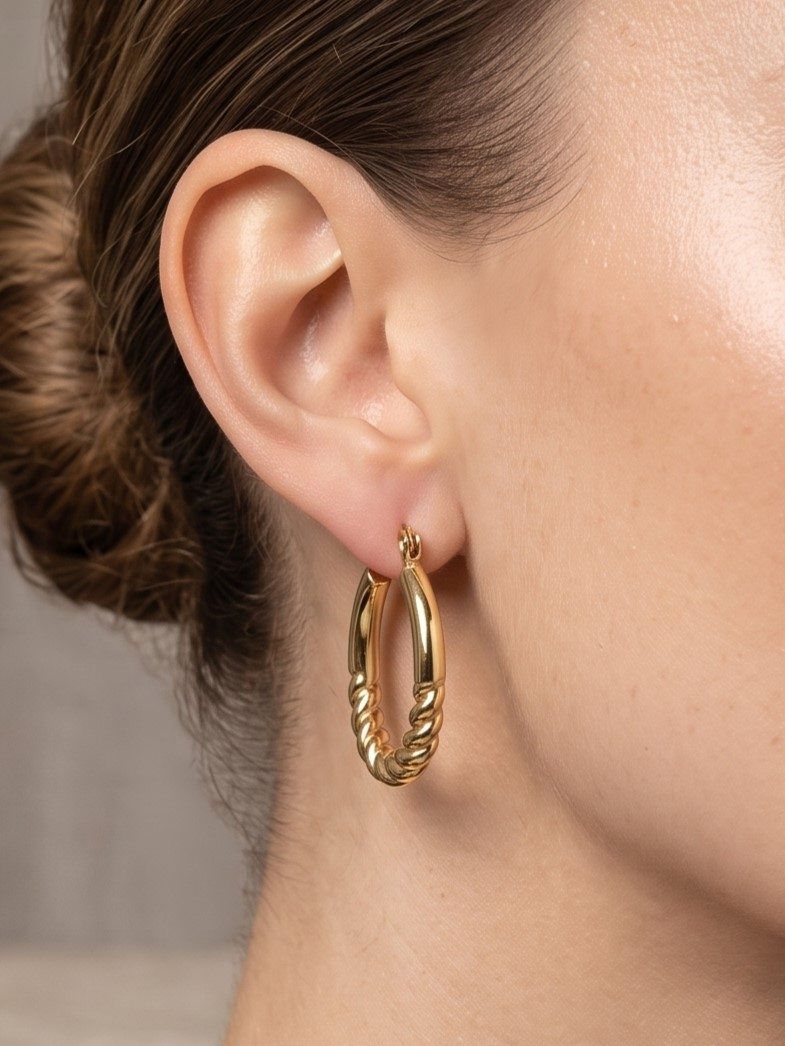 Prisha Twisted Gold Hoop Earrings