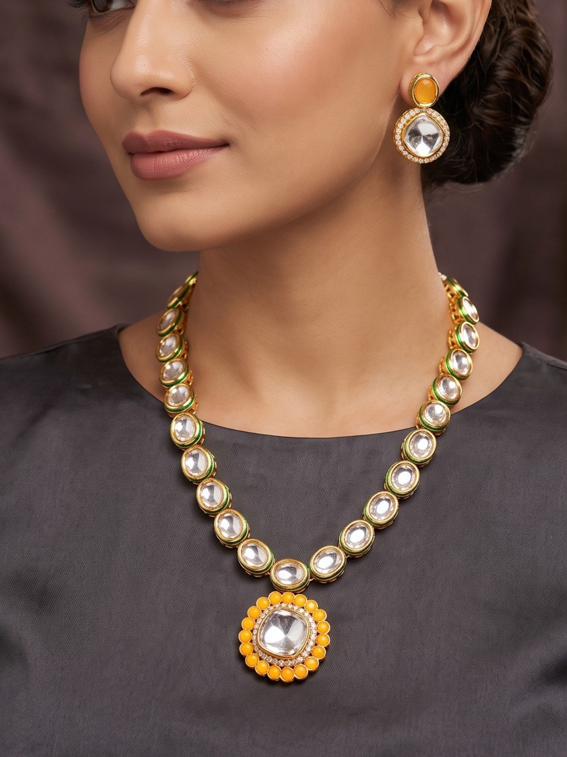 Harina Kundan Stone Pendant Necklace Set
