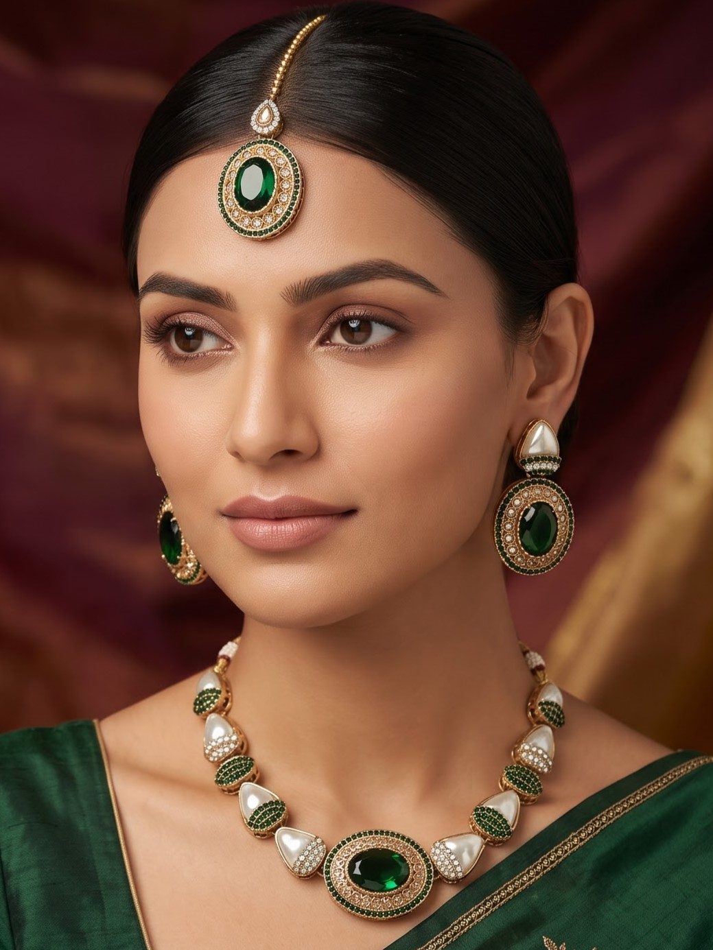 Navya Oval Turkish Pearl Necklace Set