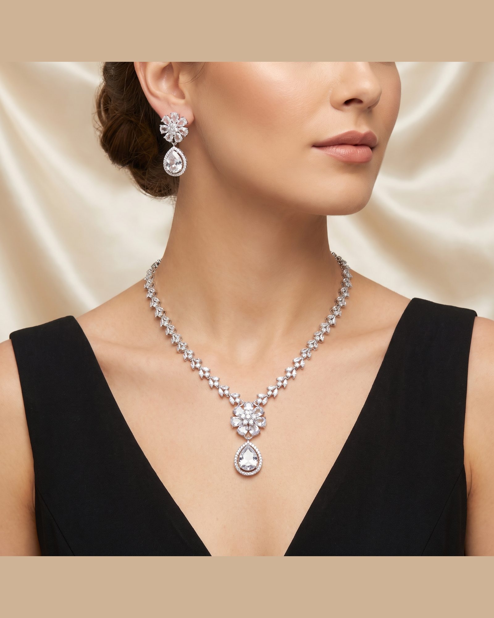 Alina American Diamonds Pendant Necklace Set