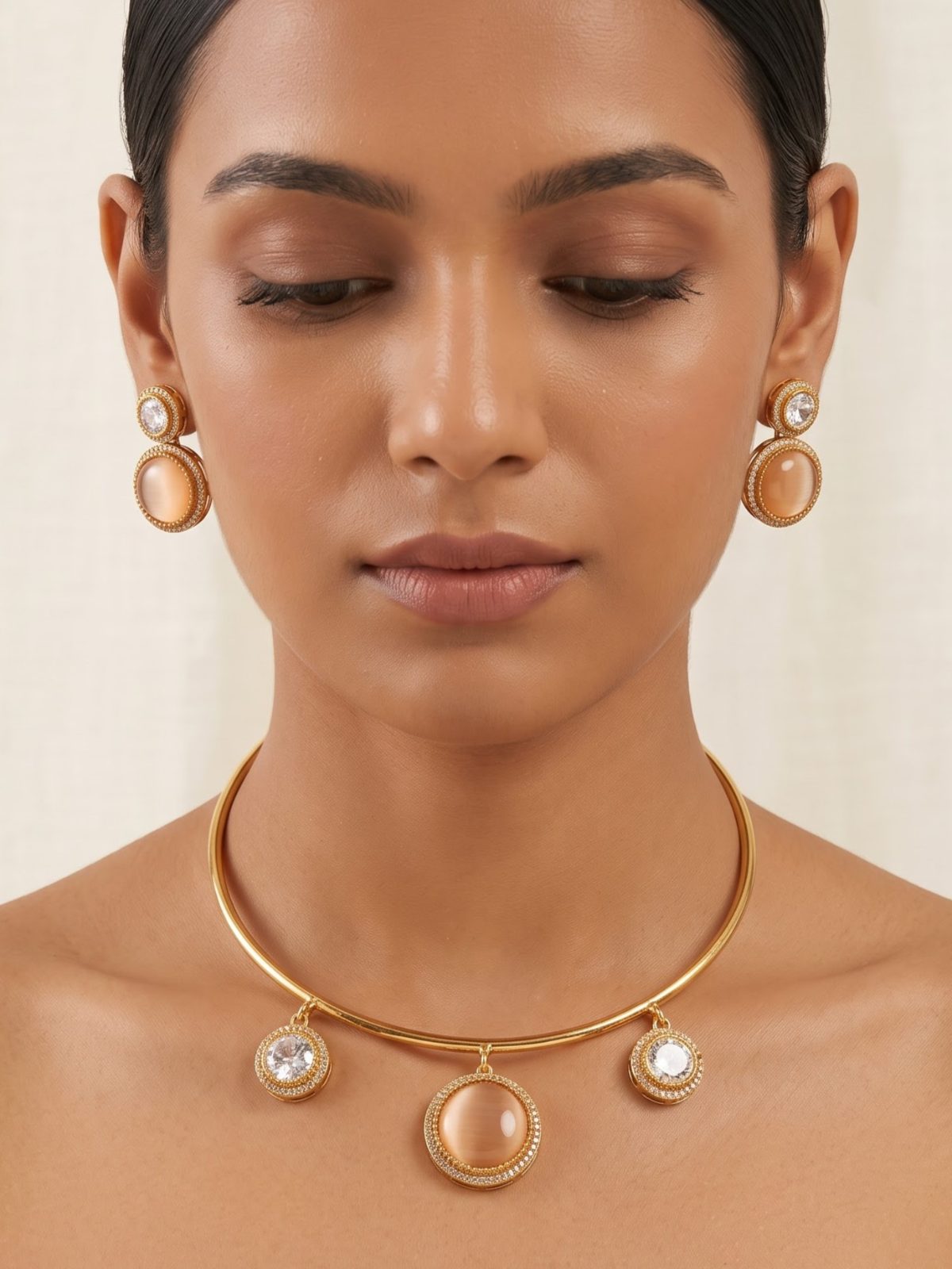 Nidhi Gold-Plated Gemstone Hasli Set