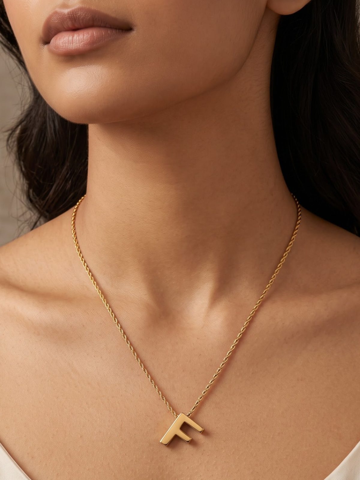 Myra Gold Letter 'F' Pendant Necklace