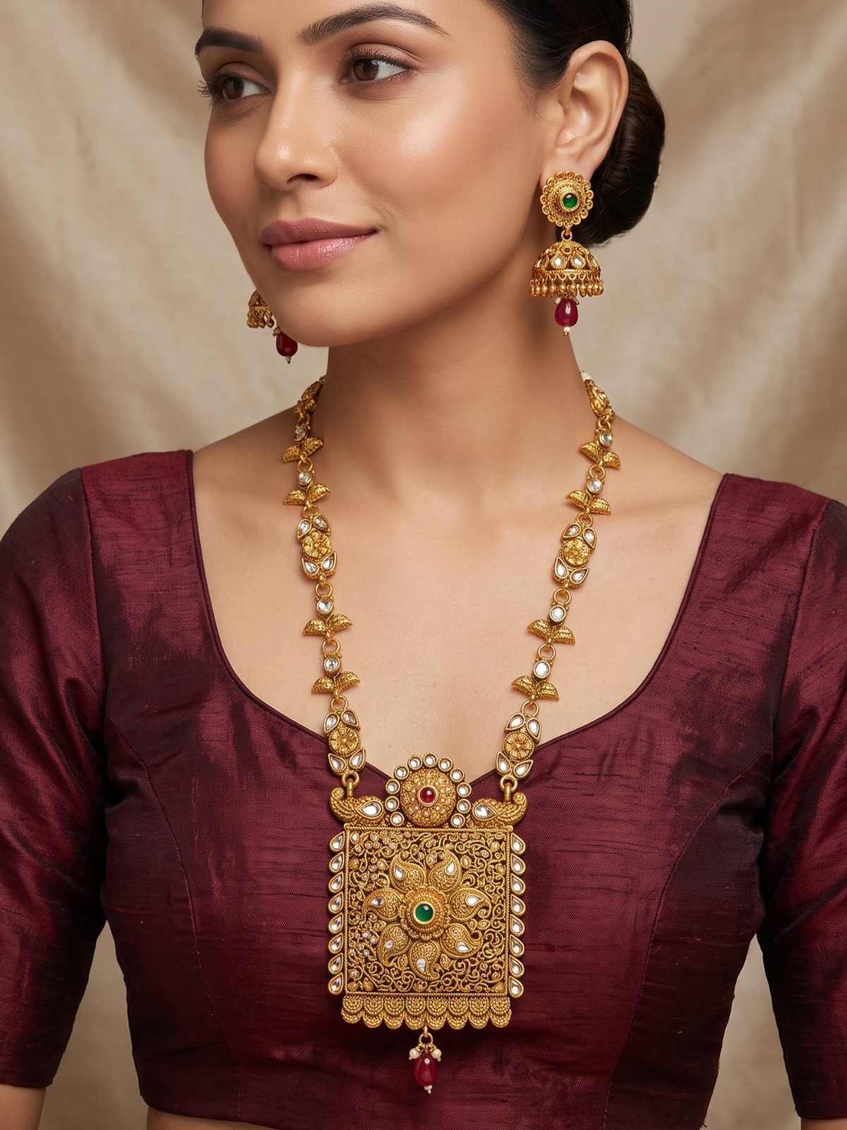 Drishika Antique Gold Plated Long Necklace