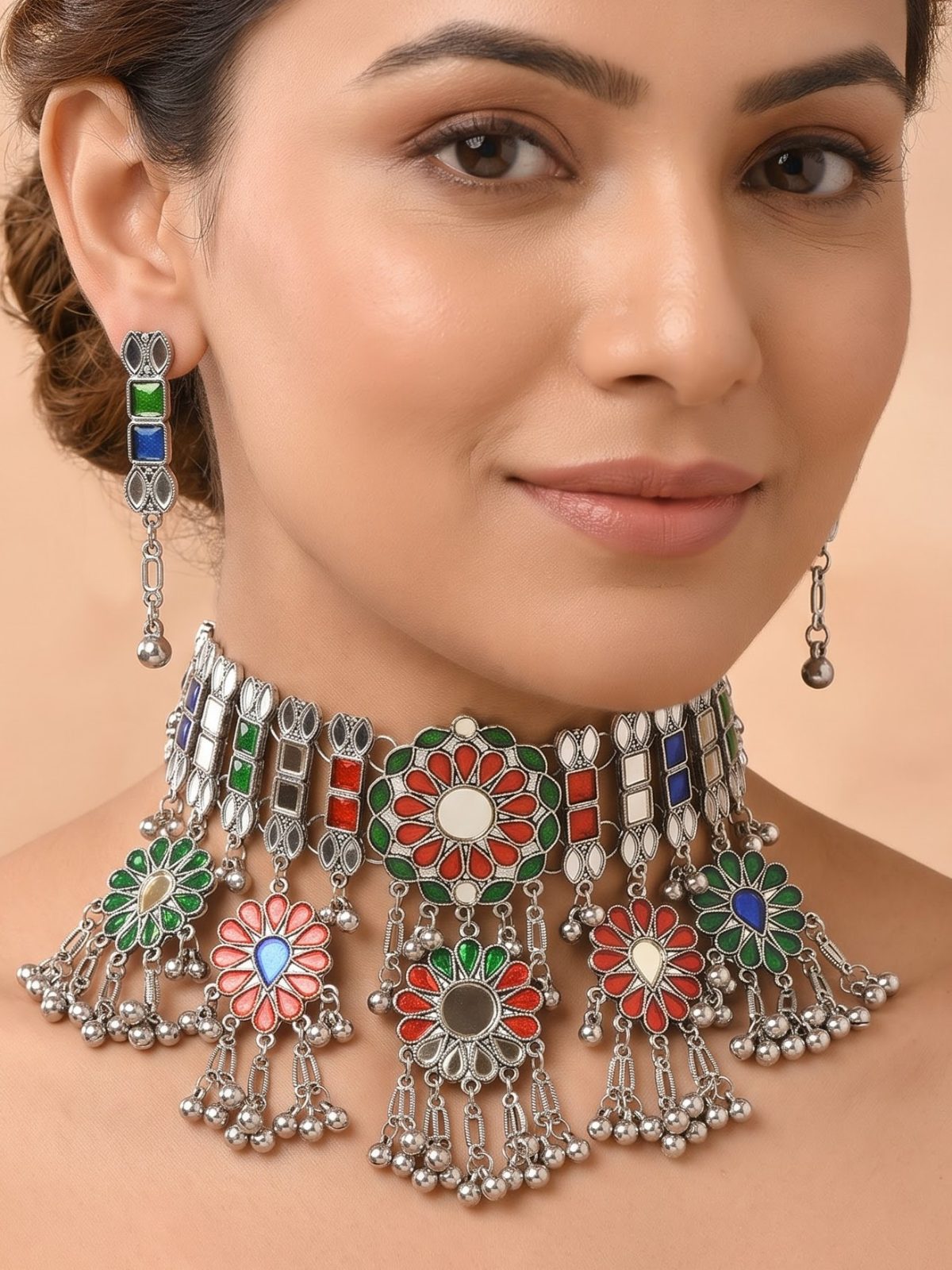 Sneha Multicolored Oxidised Choker Set