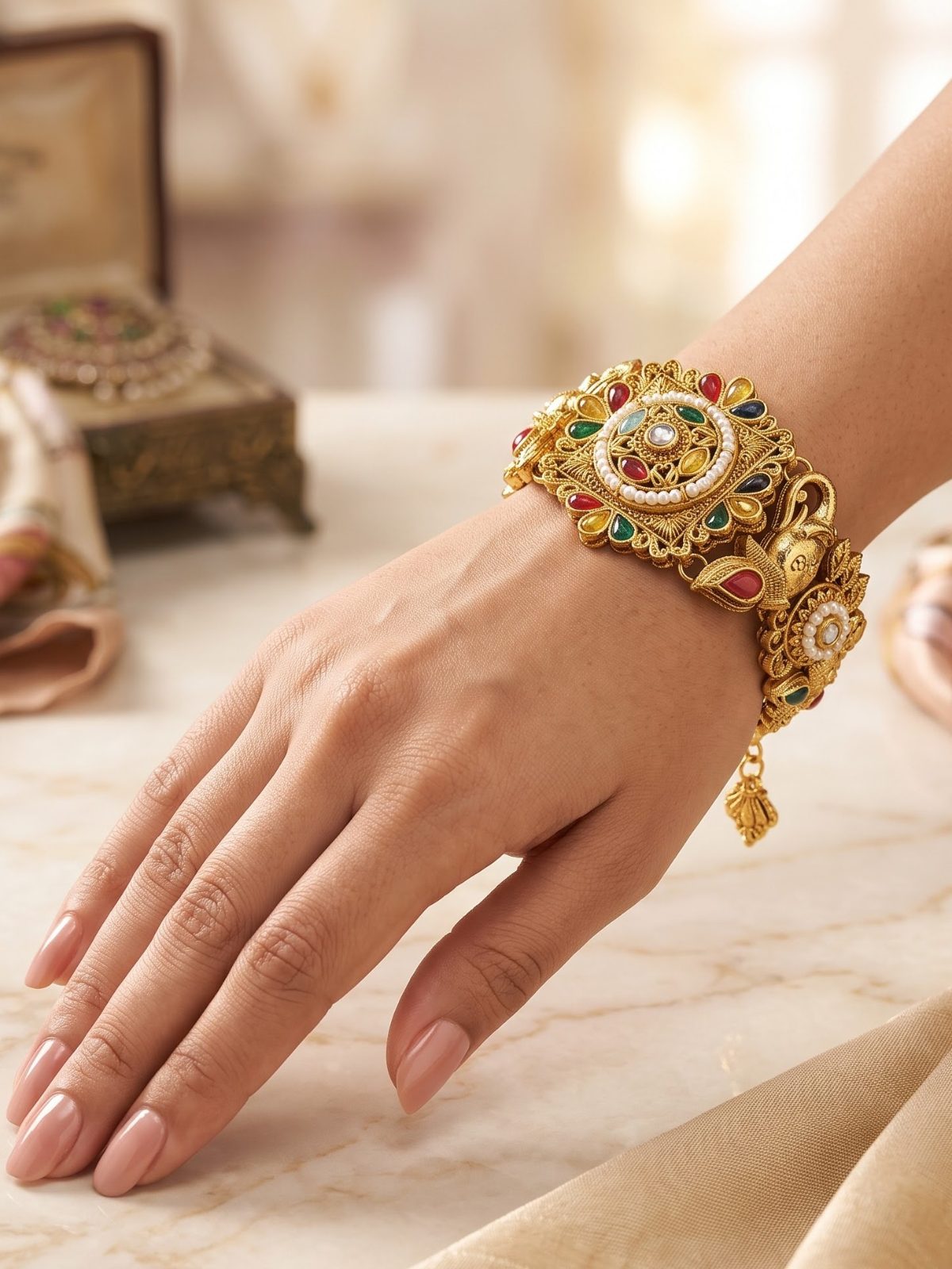 Aaruhi Gold-Toned Multi-Stone Bracelet