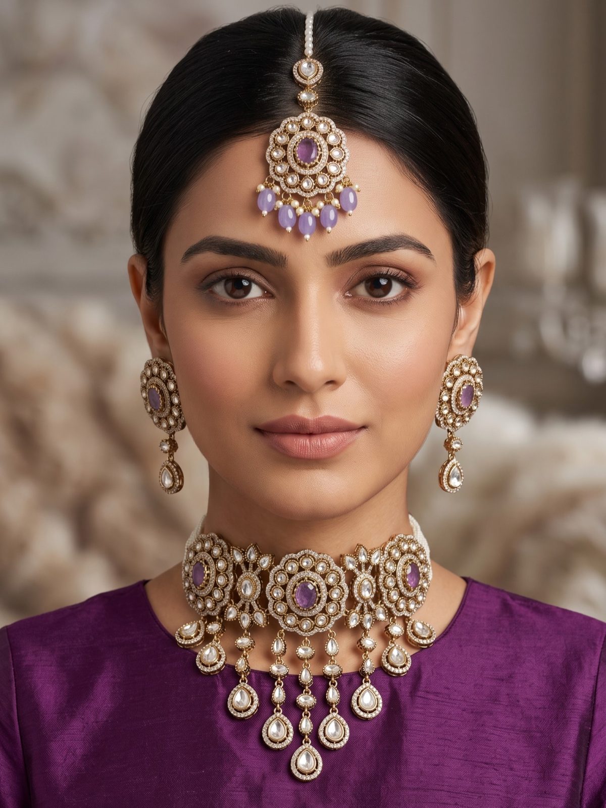 Pari Victorian Zircon and Moissanite Stone Choker Set
