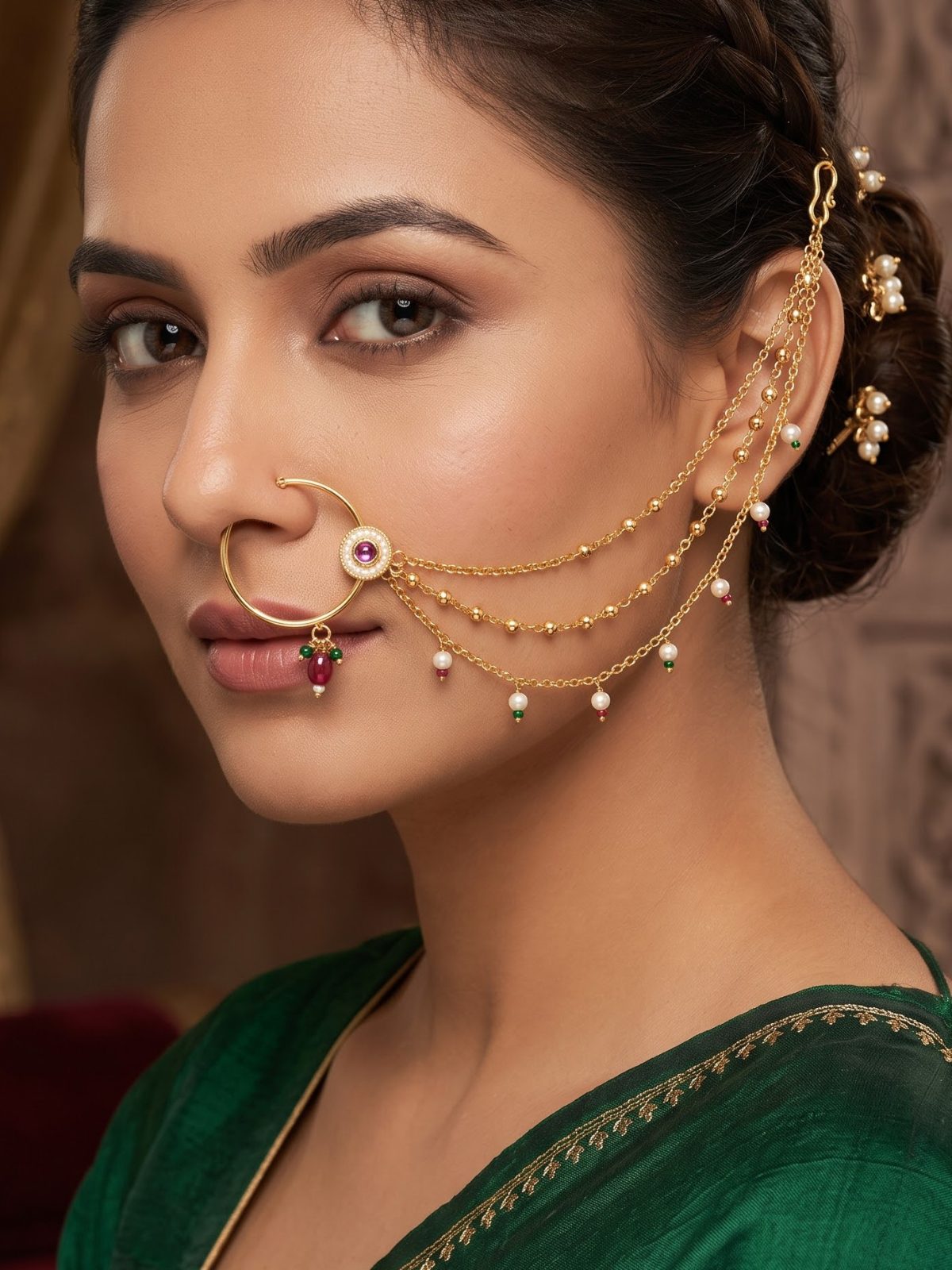 Vaidehi Pearl Beaded Nath for Women