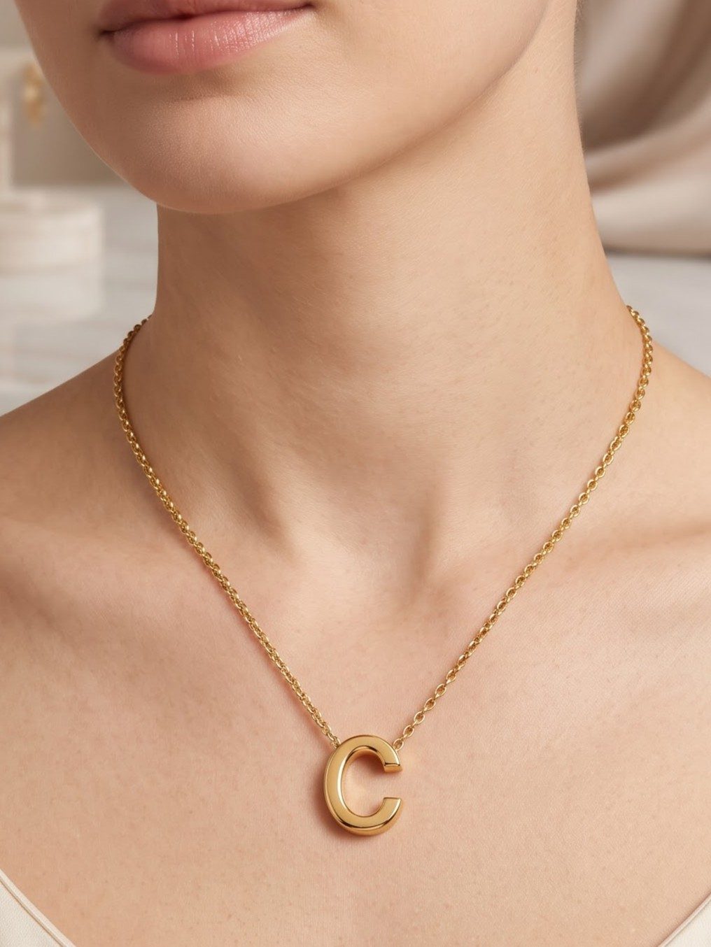 Shivika Minimalist Letter Pendant Necklace