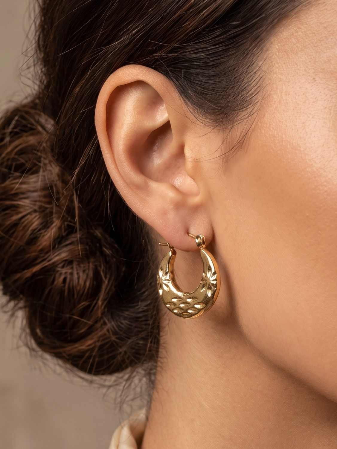 Deepika Embossed Metal Balis Earrings