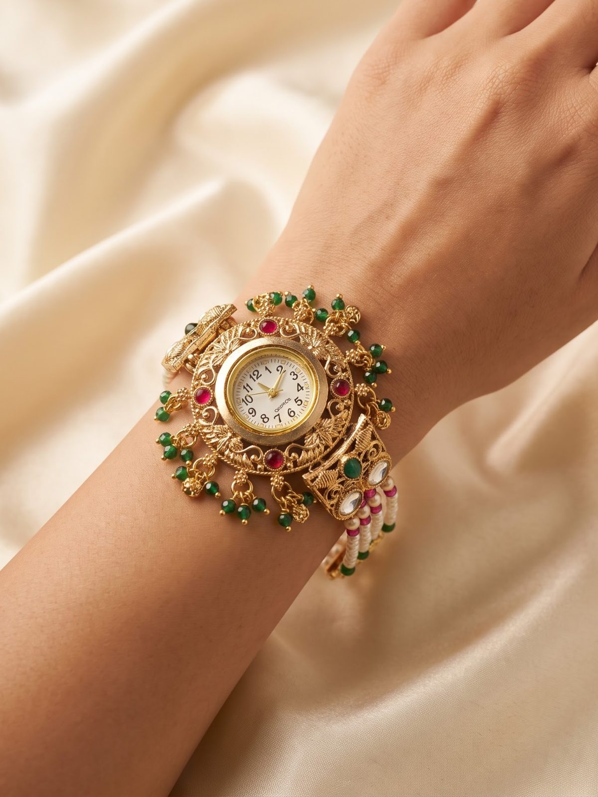 Shivika Festive Gold Tone Bracelet Watch