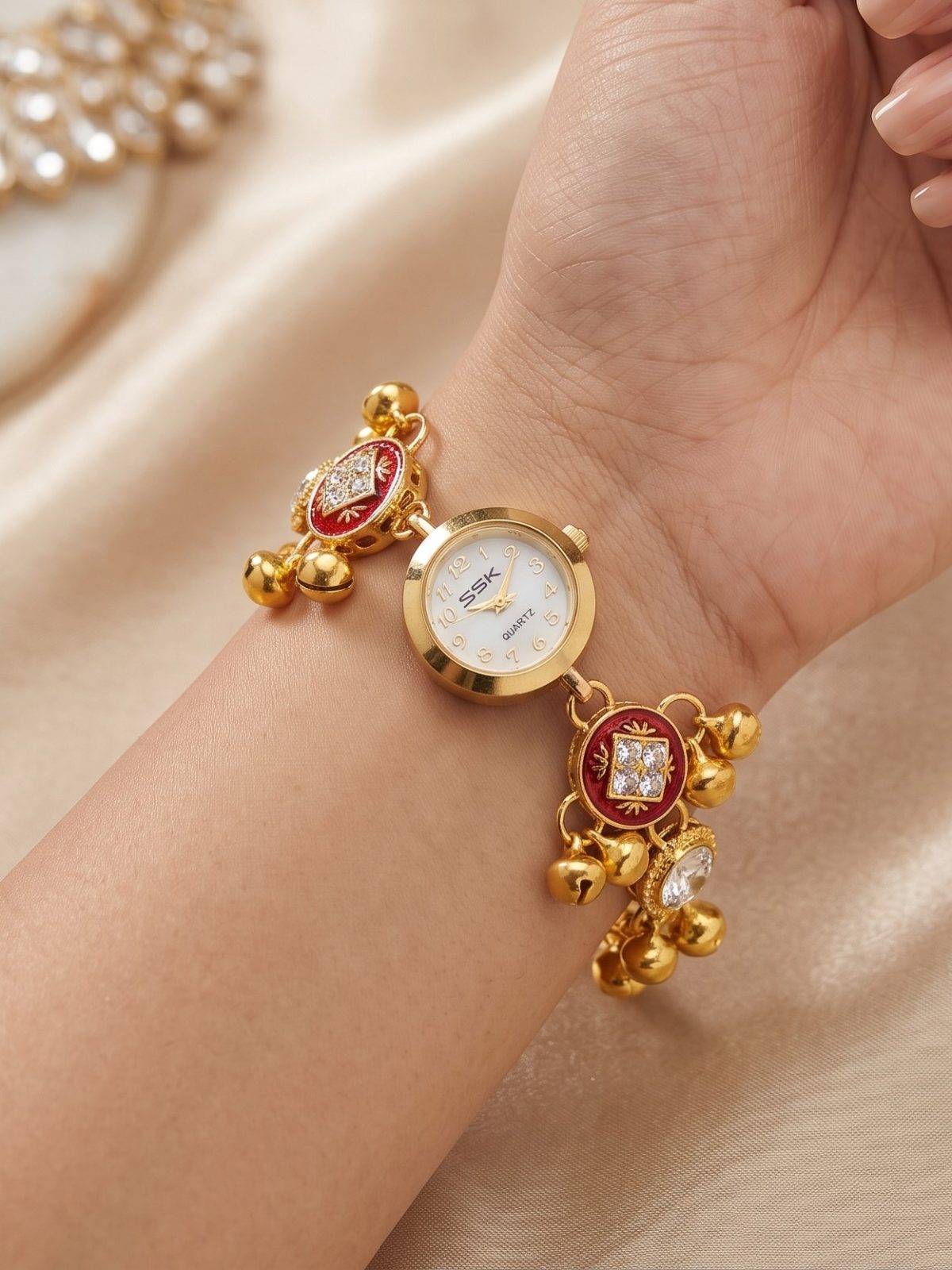 Lavanya Gold Plated Meenakari Ghungroo Watch