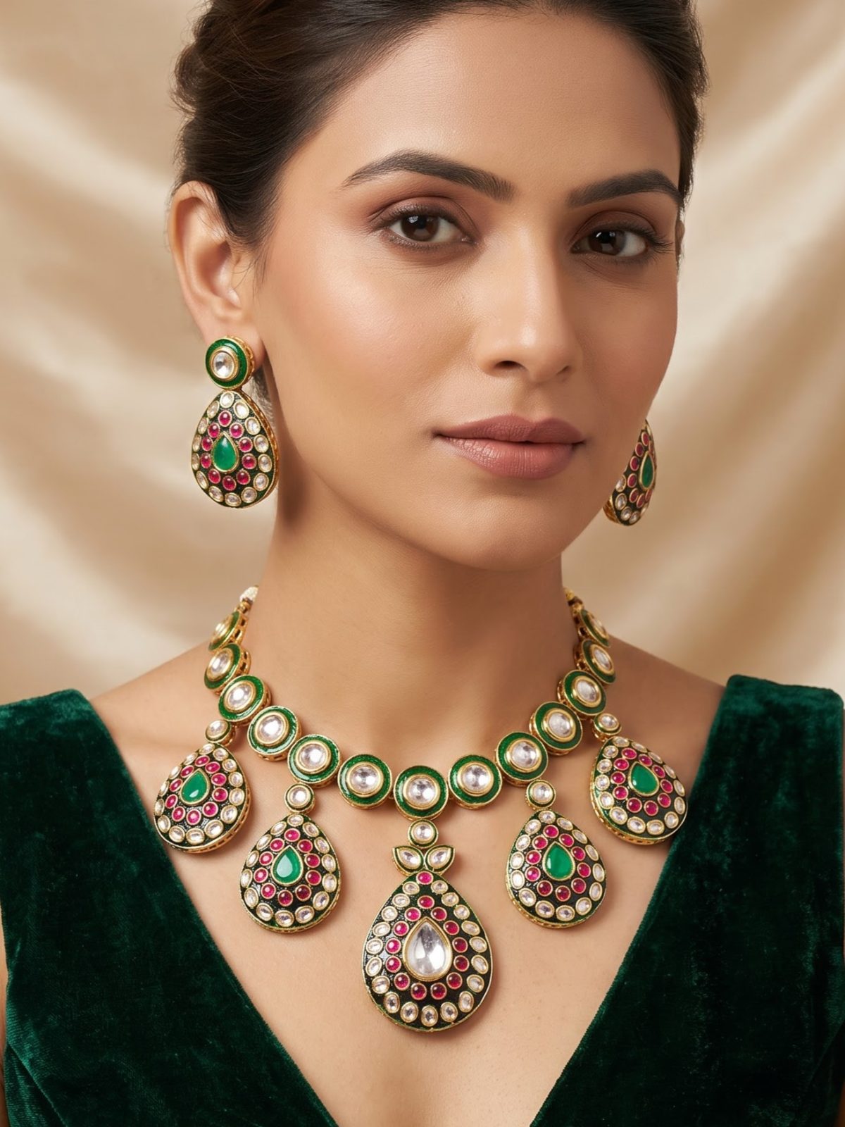 Yuvika Kundan Meenakari Fusion Necklace Set