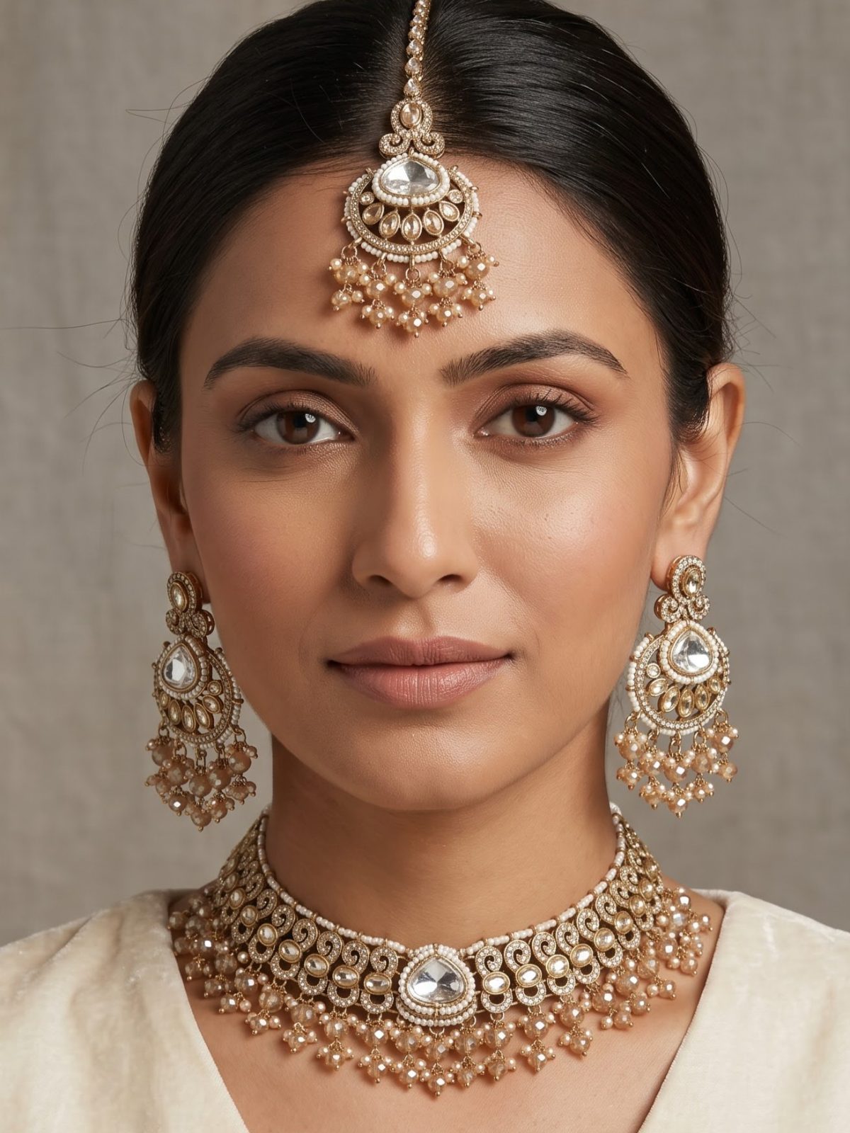 Aadhya Pearl Traditional Choker Necklace Set.