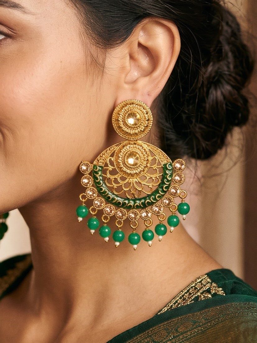 Bhavya Kundan Plated Chandbali Earring