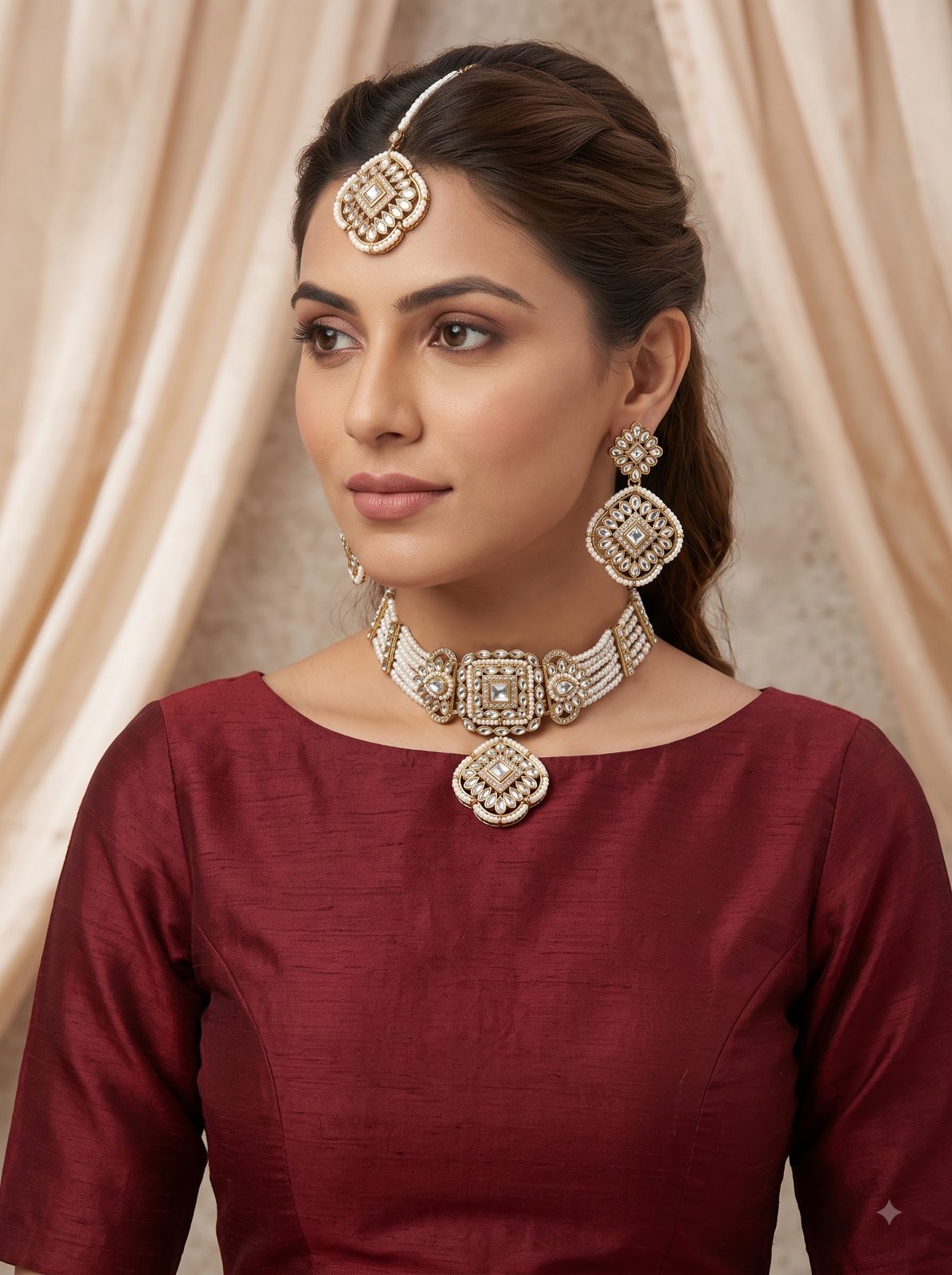 Devika Pearl Embellished Choker Necklace
