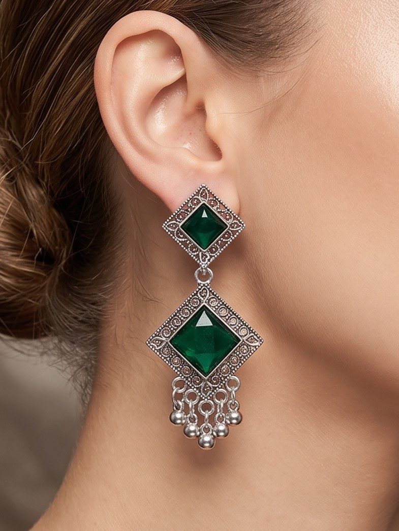 Rumatra Oxidised Antique Earrings