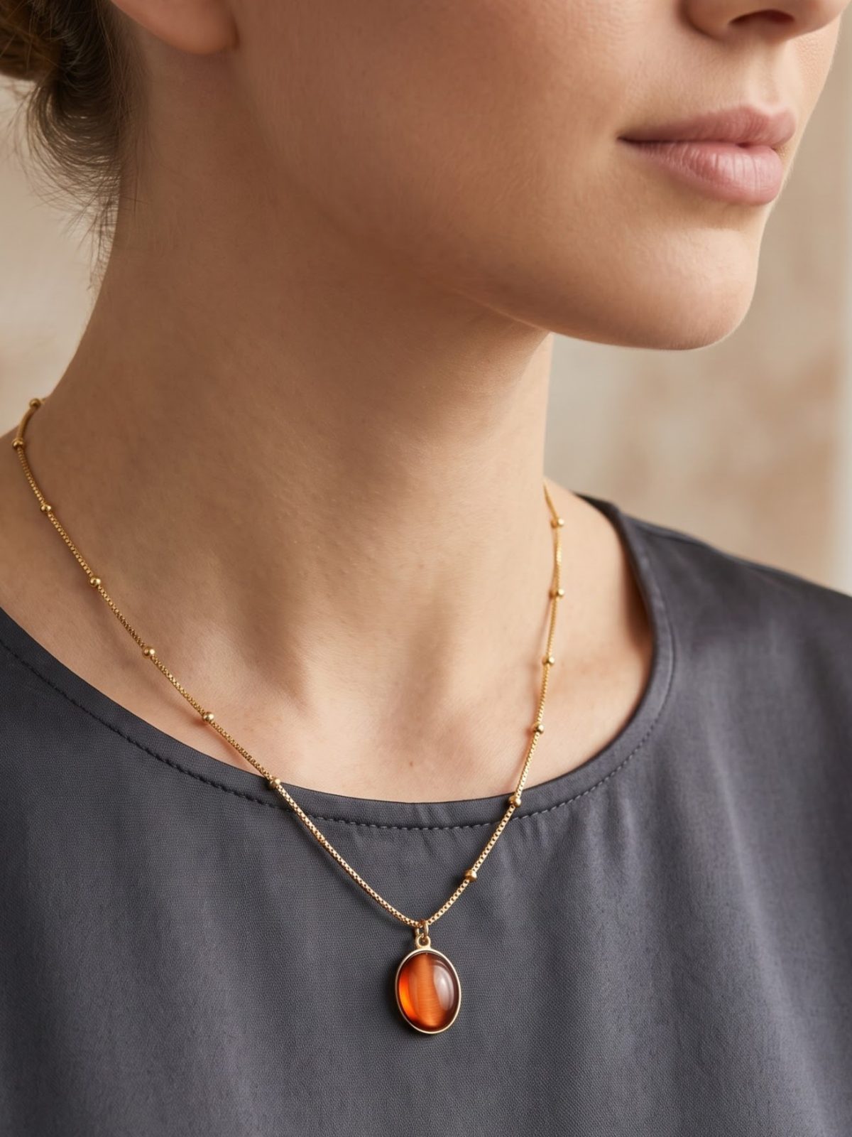 Shivika Radiant Amber Pendant Necklace