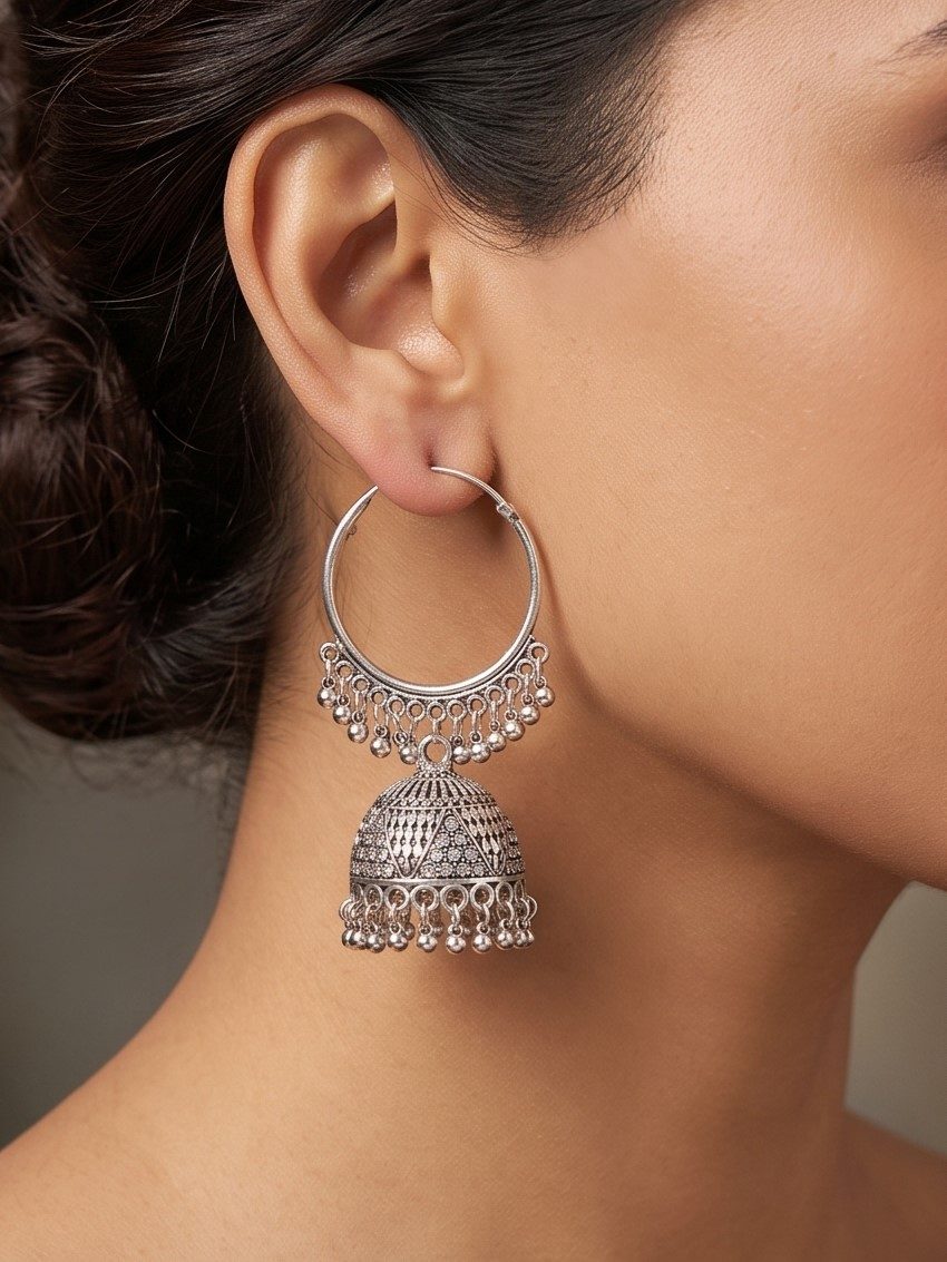 Aaradhya Oxidised Traditional Jhumka Earrings