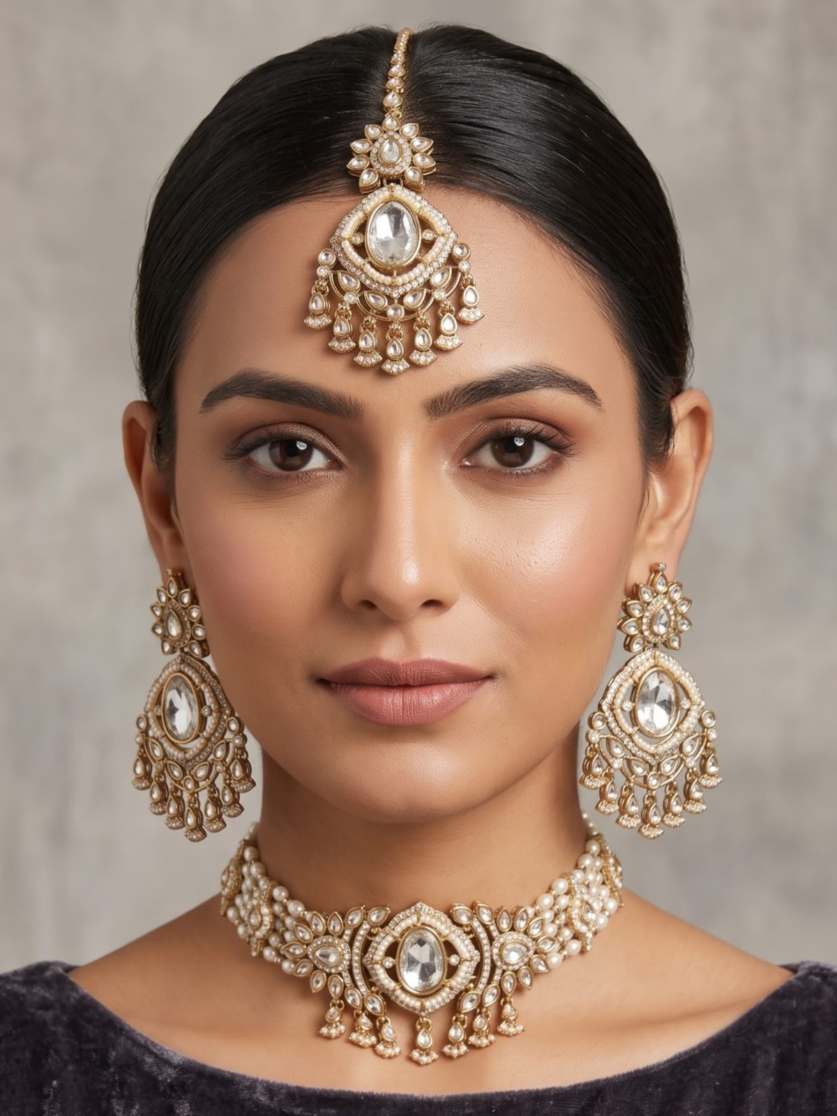 Drishti Moissanite Stone Choker Set
