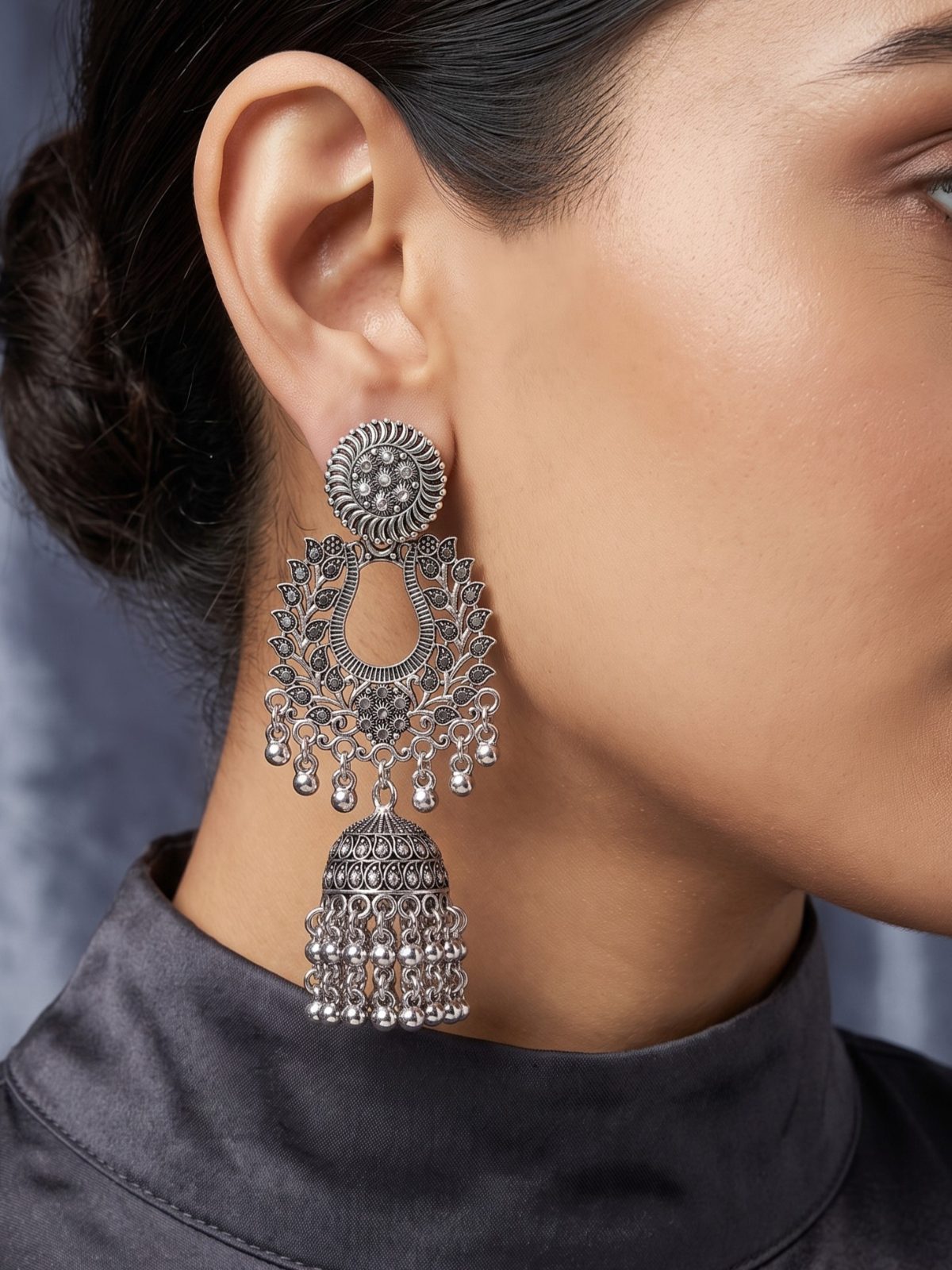 Ela Vintage Oxidised Earrings