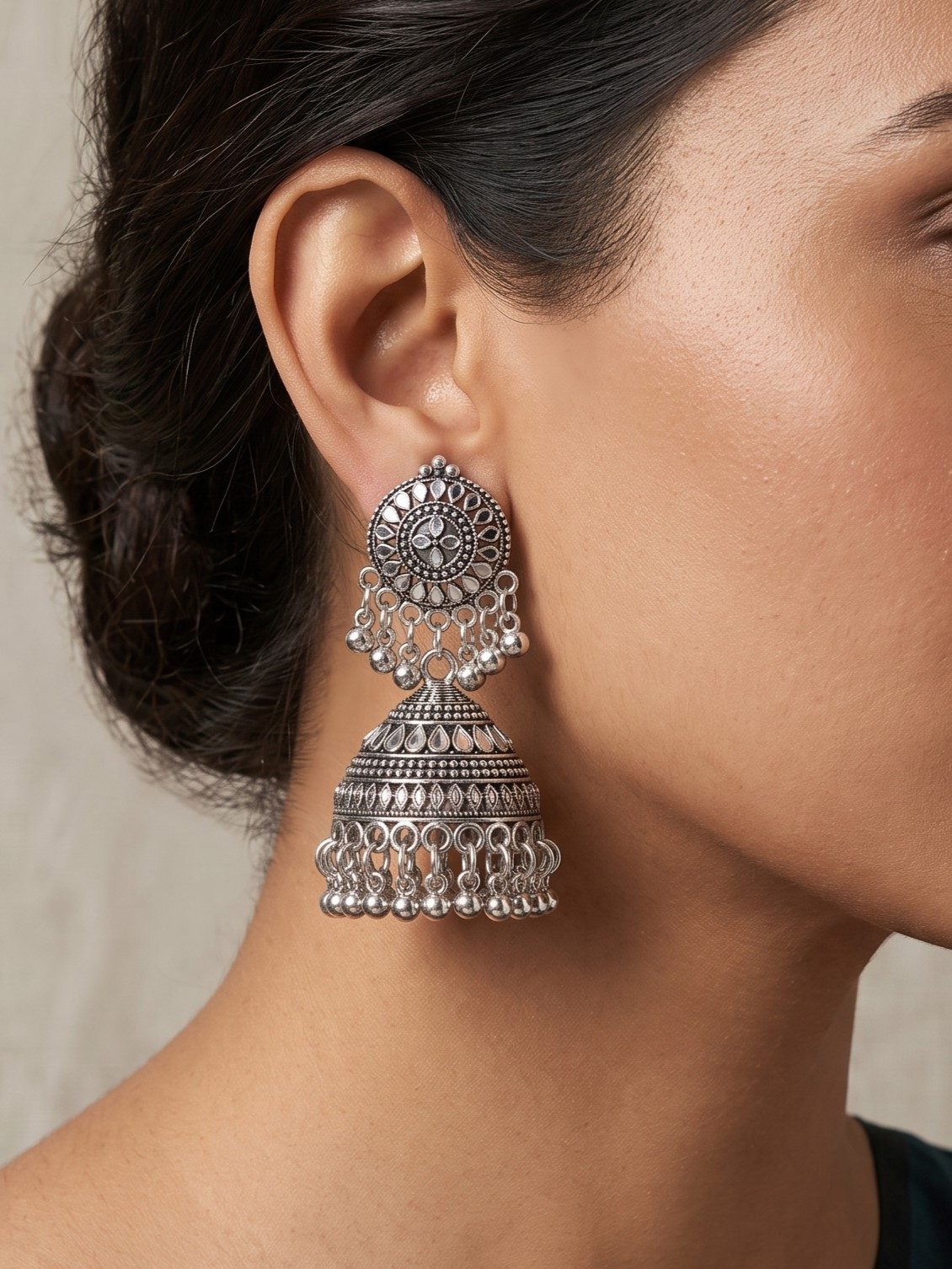 Aaravi Oxidised Traditional Jhumka