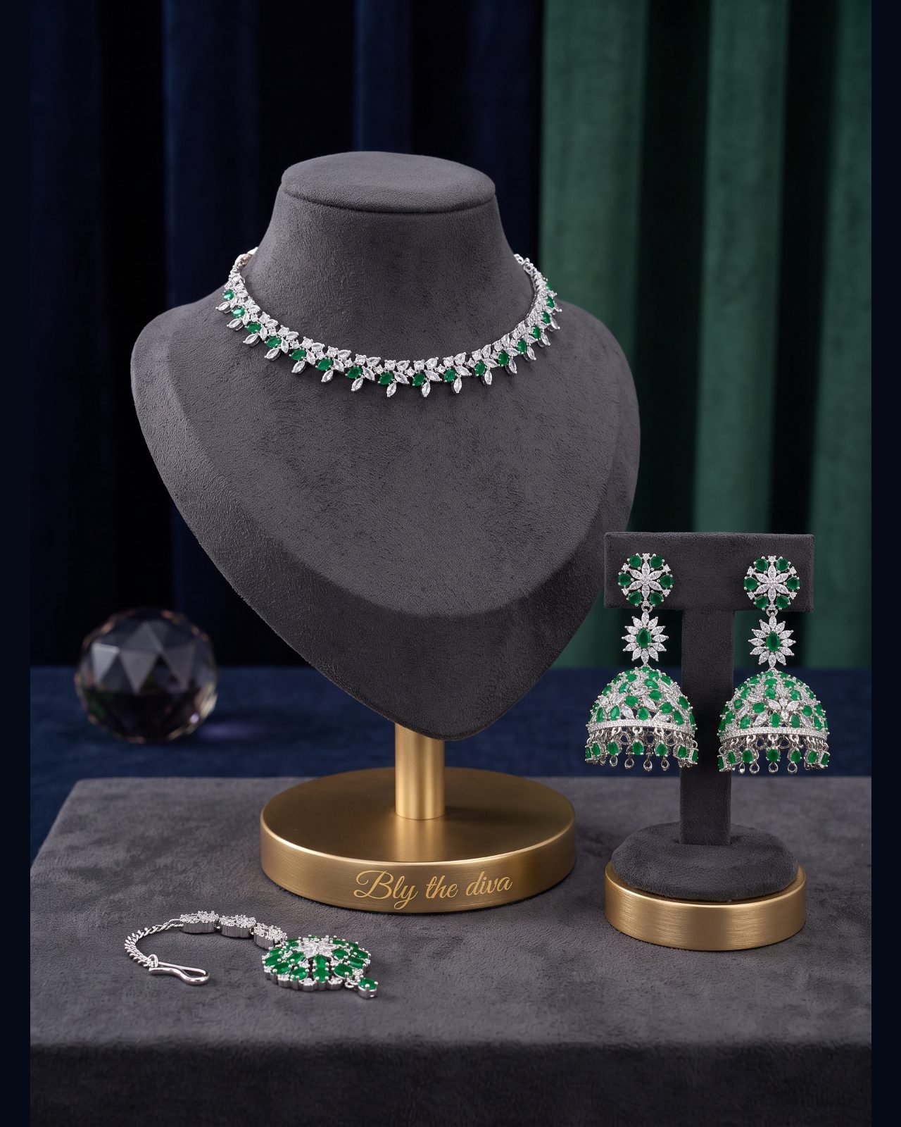 Aaradhya American Diamond Necklace Set with Maang Tikka