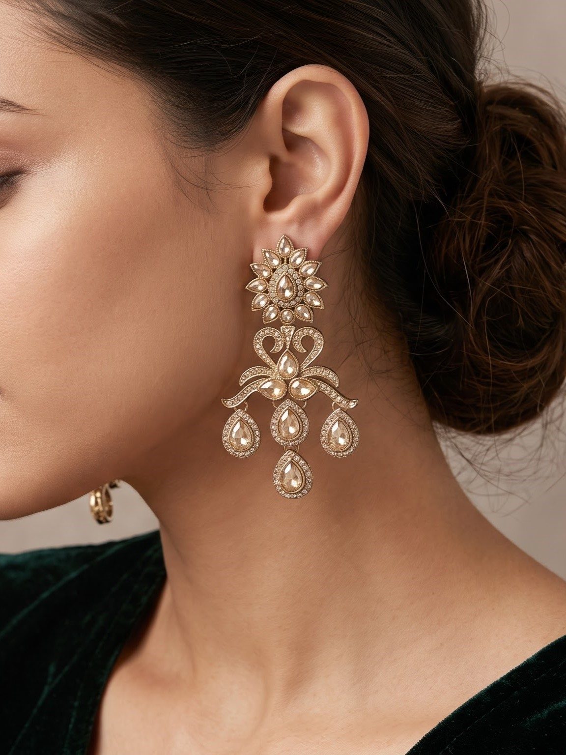 Sanchi Gold Tone Dangler Earrings