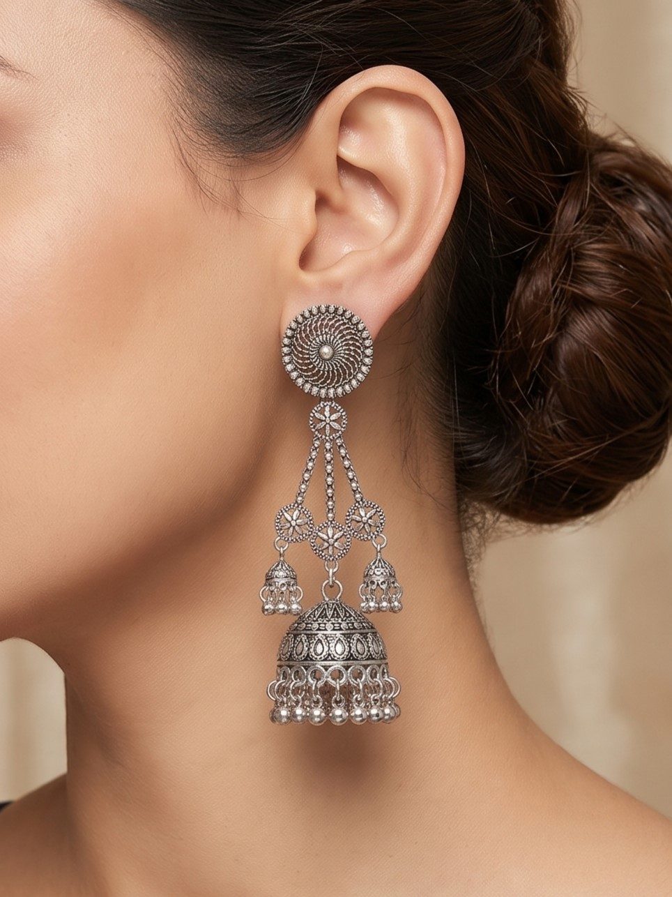 Sara Oxidised Antique Jhumkas