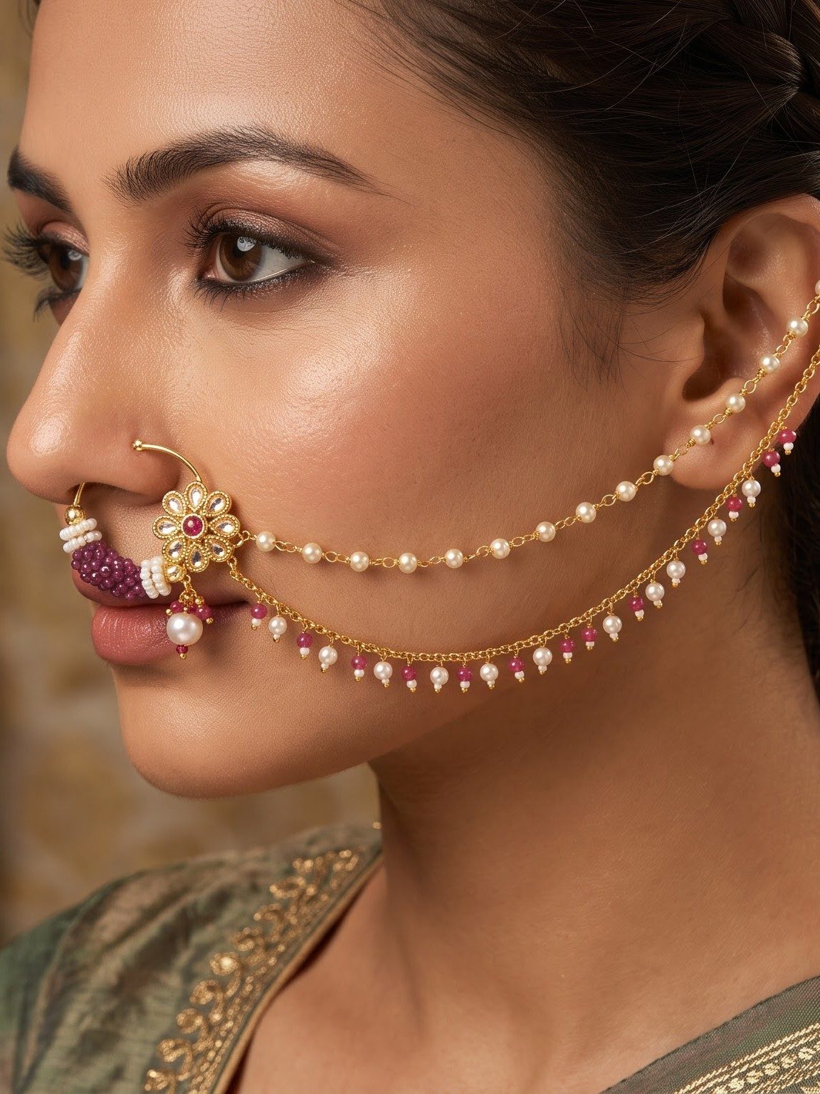 Aanya Floral Motif Nose Ring
