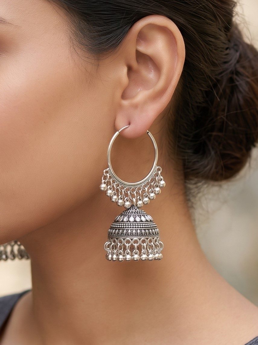 Ishika Oxidised Traditional Bali Jhumkas