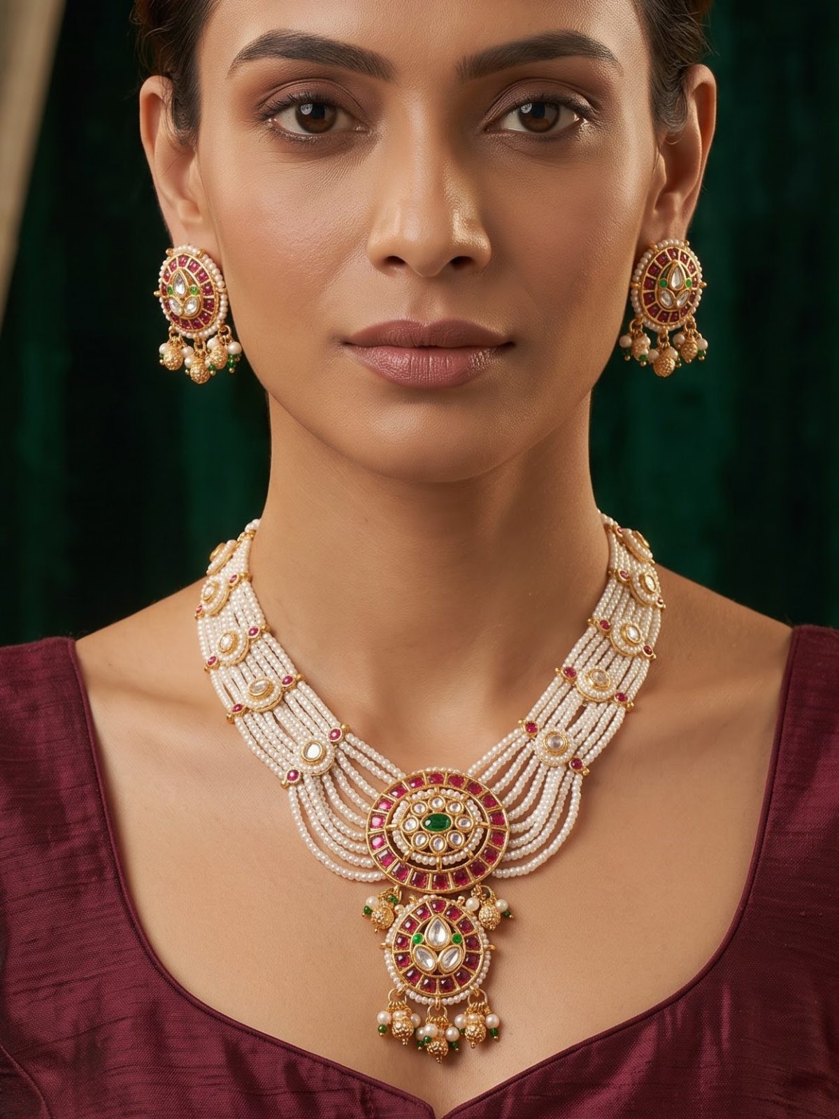 Siya Kundan and Pearl Festive Necklace Set