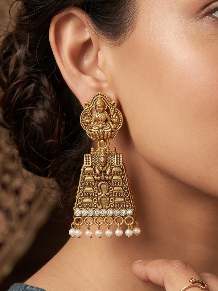 Eesha Vintage Oxidised Drop Earrings