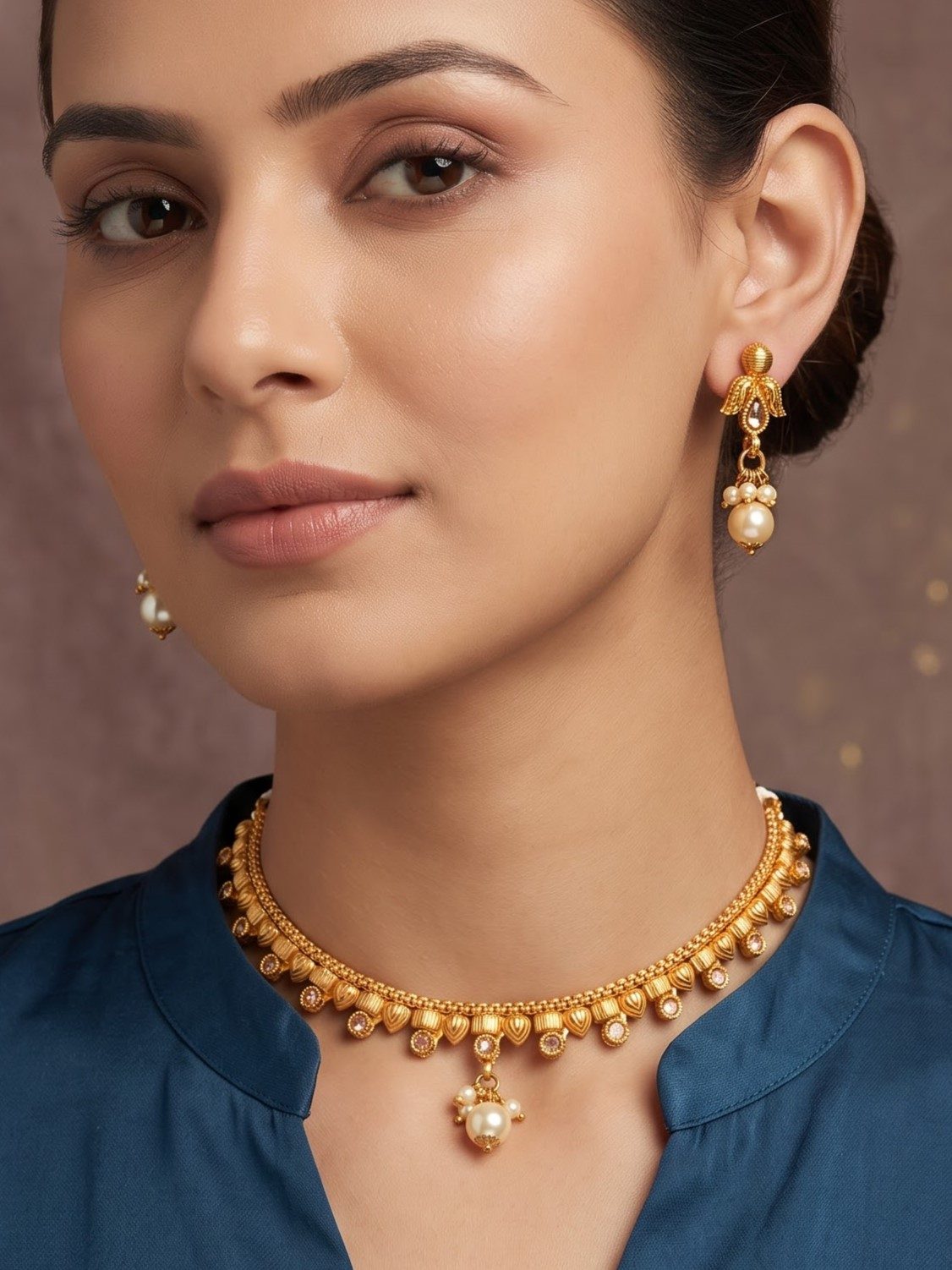 Jhanvi Intricate Gold Statement Necklace