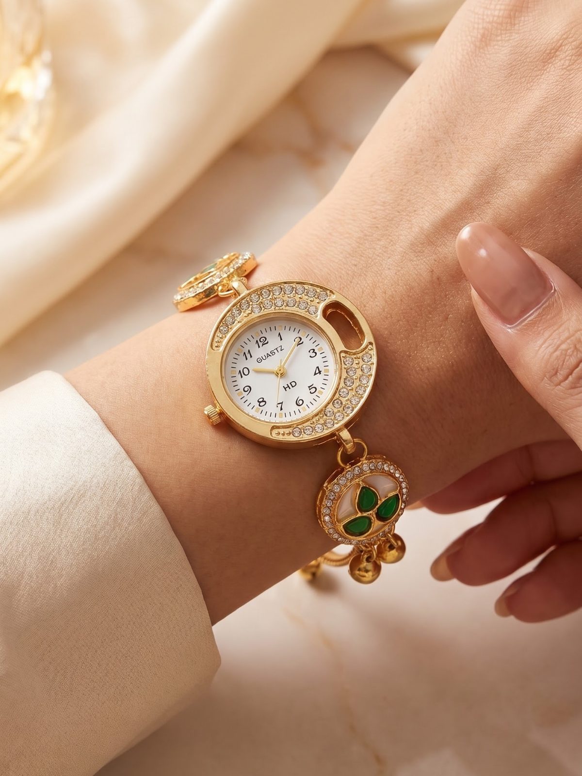 Deepika Floral Gold Bracelet Watch