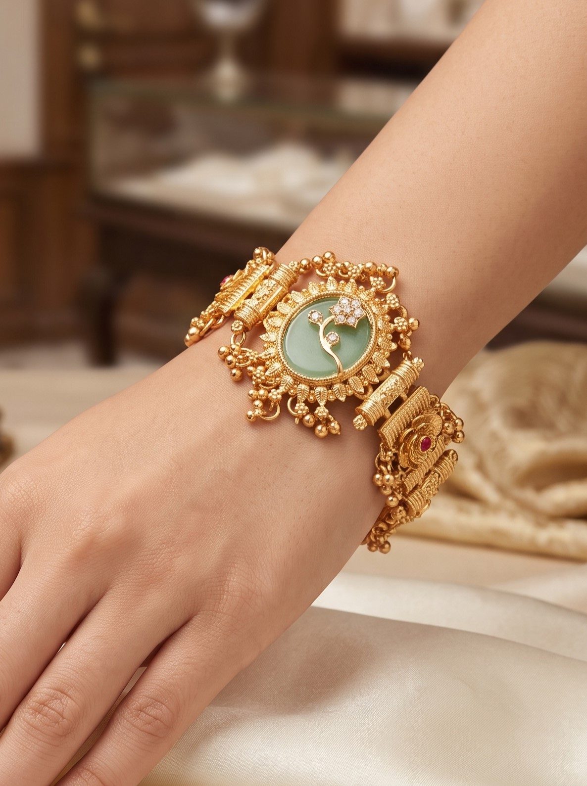 Gitanjali Gold Tone Intricate Statement Bracelet