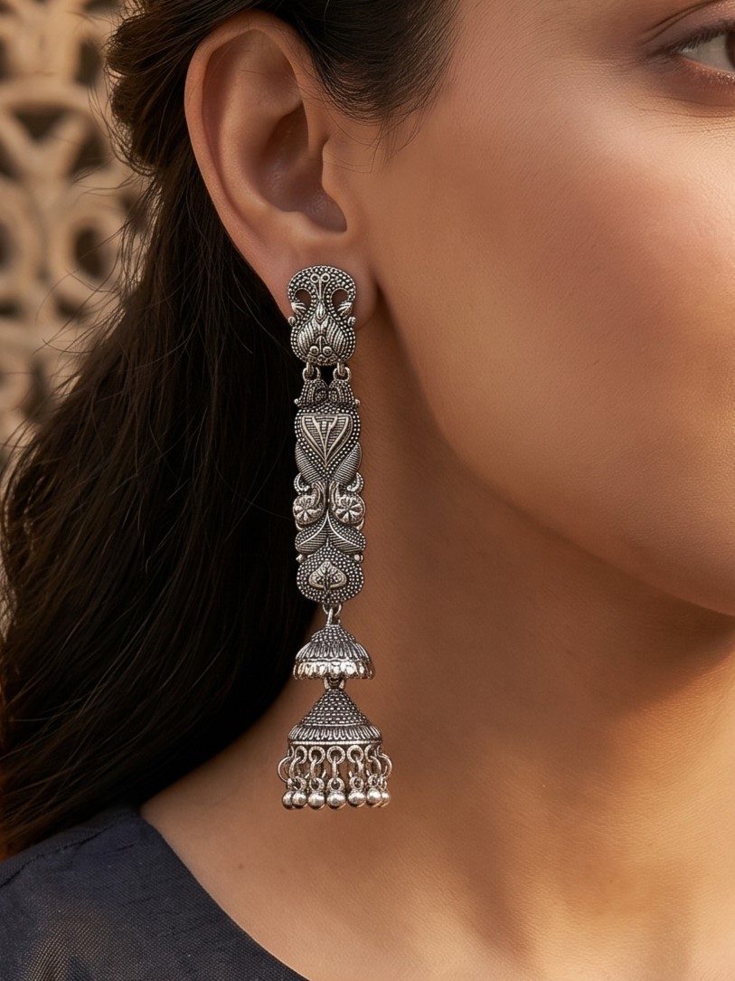 Kiara Oxidised Statement Danglers Earrings