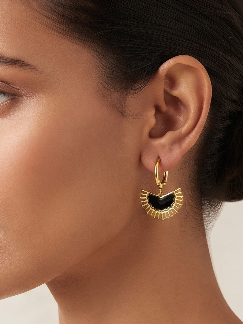 Kashish Gold Plated Half Moon Drop Earrings