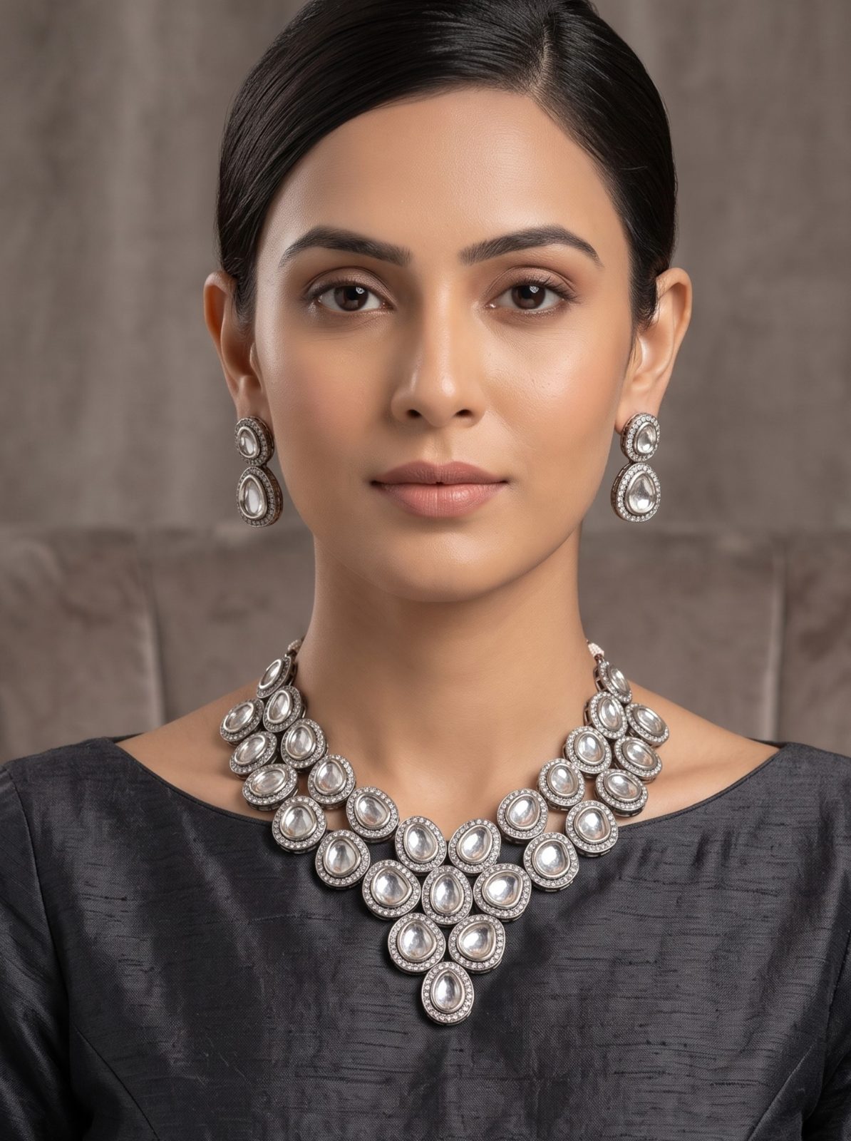 Ishika Glass Kundan Necklace Set