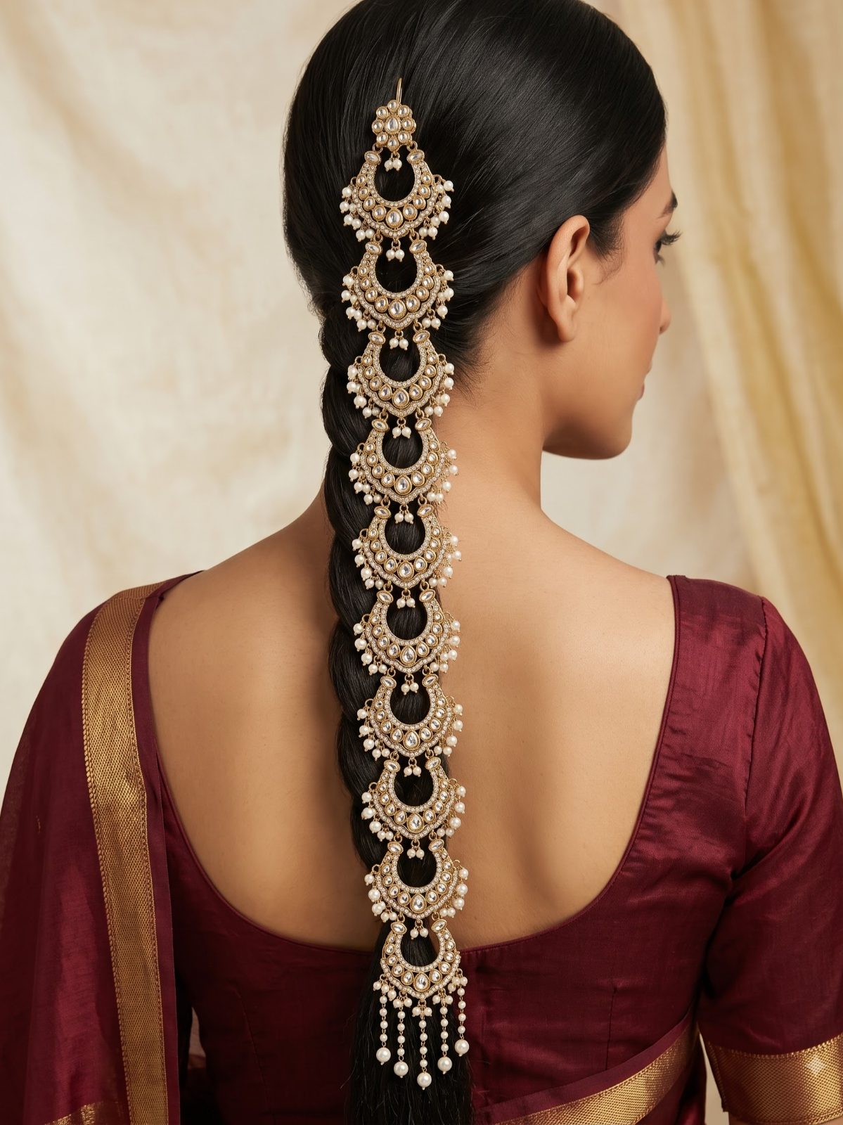 Vedika Kundan Pearl Hair Accessory
